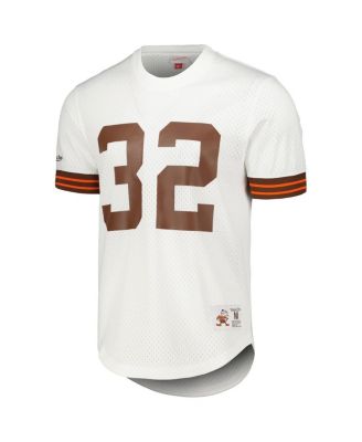 Men's Jim Brown White Cleveland Browns Retired Player Name & Number Mesh Top