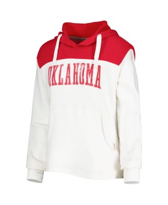 Women's White/Crimson Oklahoma Sooners Chicago 2-Hit Yoke Pullover Hoodie