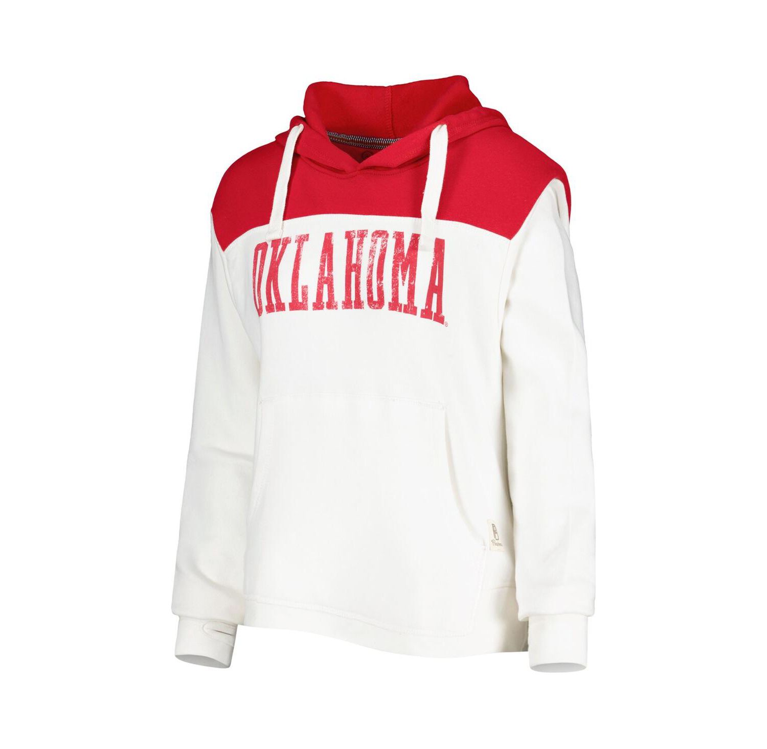 Women's White/Crimson Oklahoma Sooners Chicago 2-Hit Yoke Pullover Hoodie