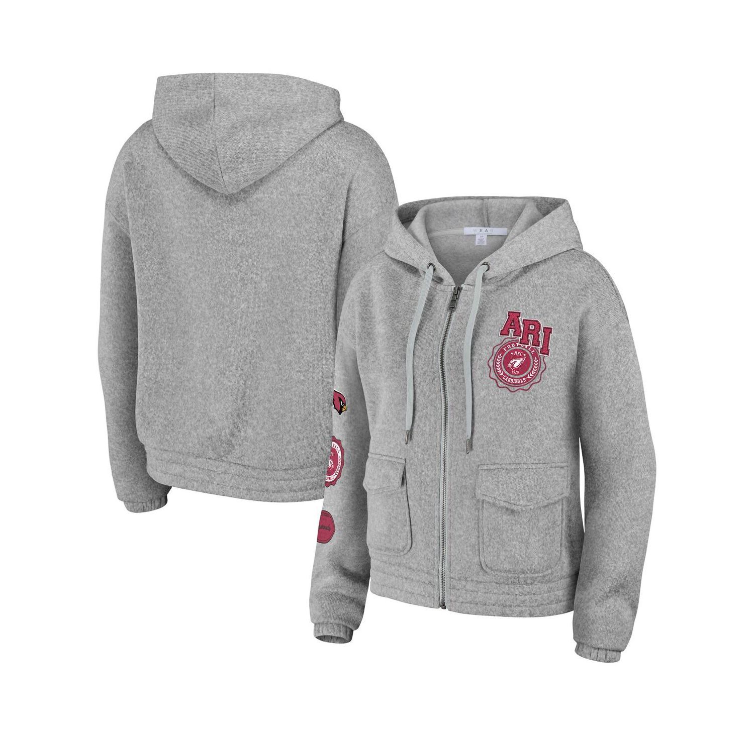 Women's Heather Gray Arizona Cardinals Full-Zip Hoodie