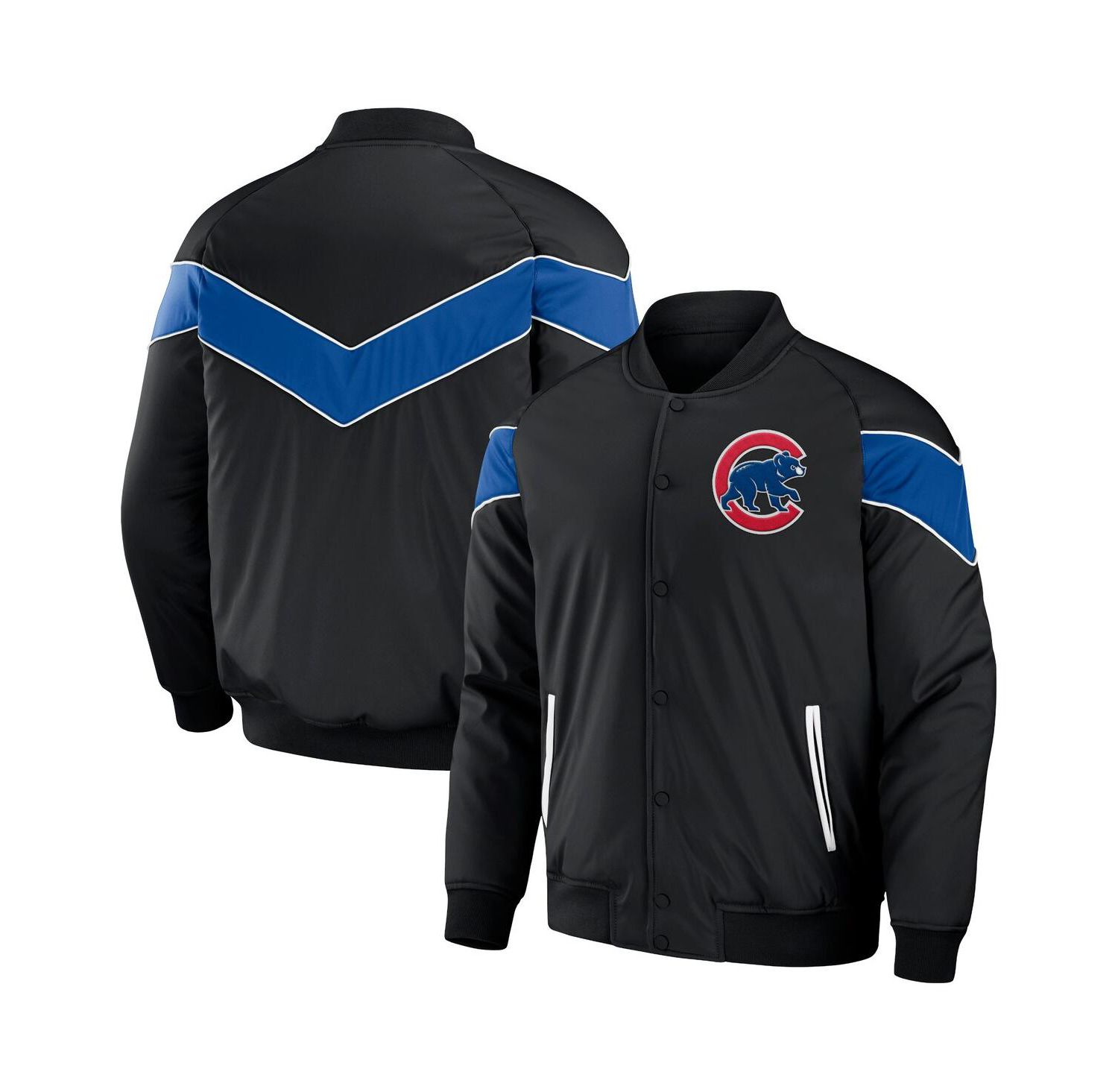 Men's Black Chicago Cubs Baseball Raglan Full-Snap Jacket