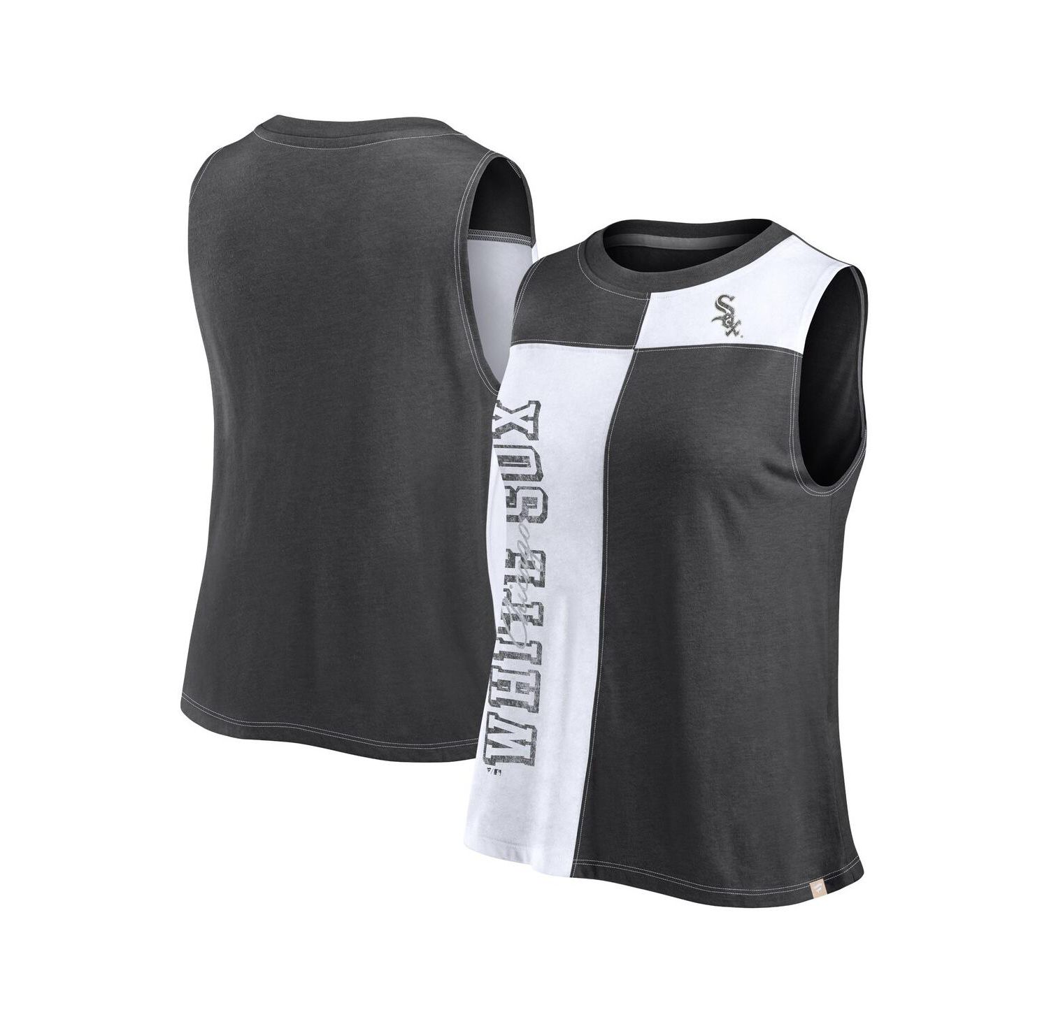 Women's Black/White Chicago White Sox Color-Block Tank Top