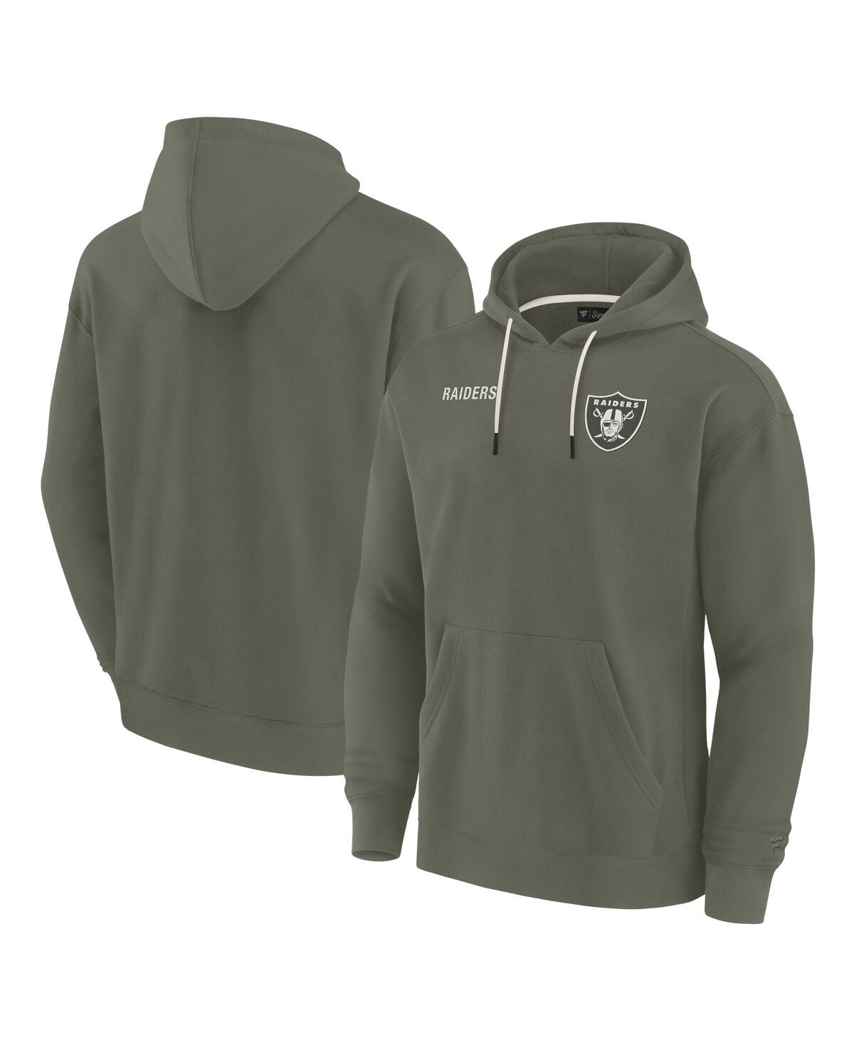 Shop Fanatics Men's And Women's Olive Las Vegas Raiders Elements Super Soft Fleece Pullover Hoodie