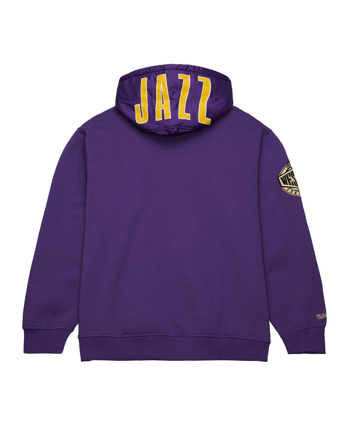 Mitchell & Ness Men'sUtah Jazz Team Og 2.0 Vintage Logo Fleece Pullover Hoodie - Purple