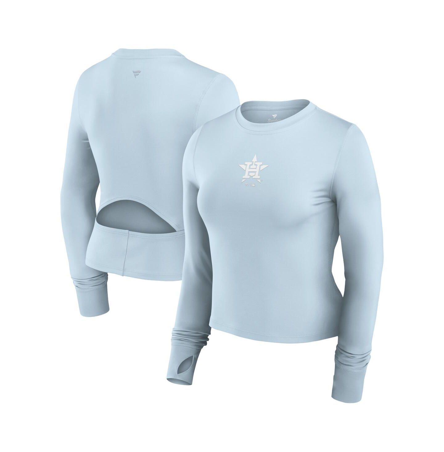 Женский топ Fanatics Light Blue Houston Astros Studio Fitted Long Sleeve Gym — фото 1