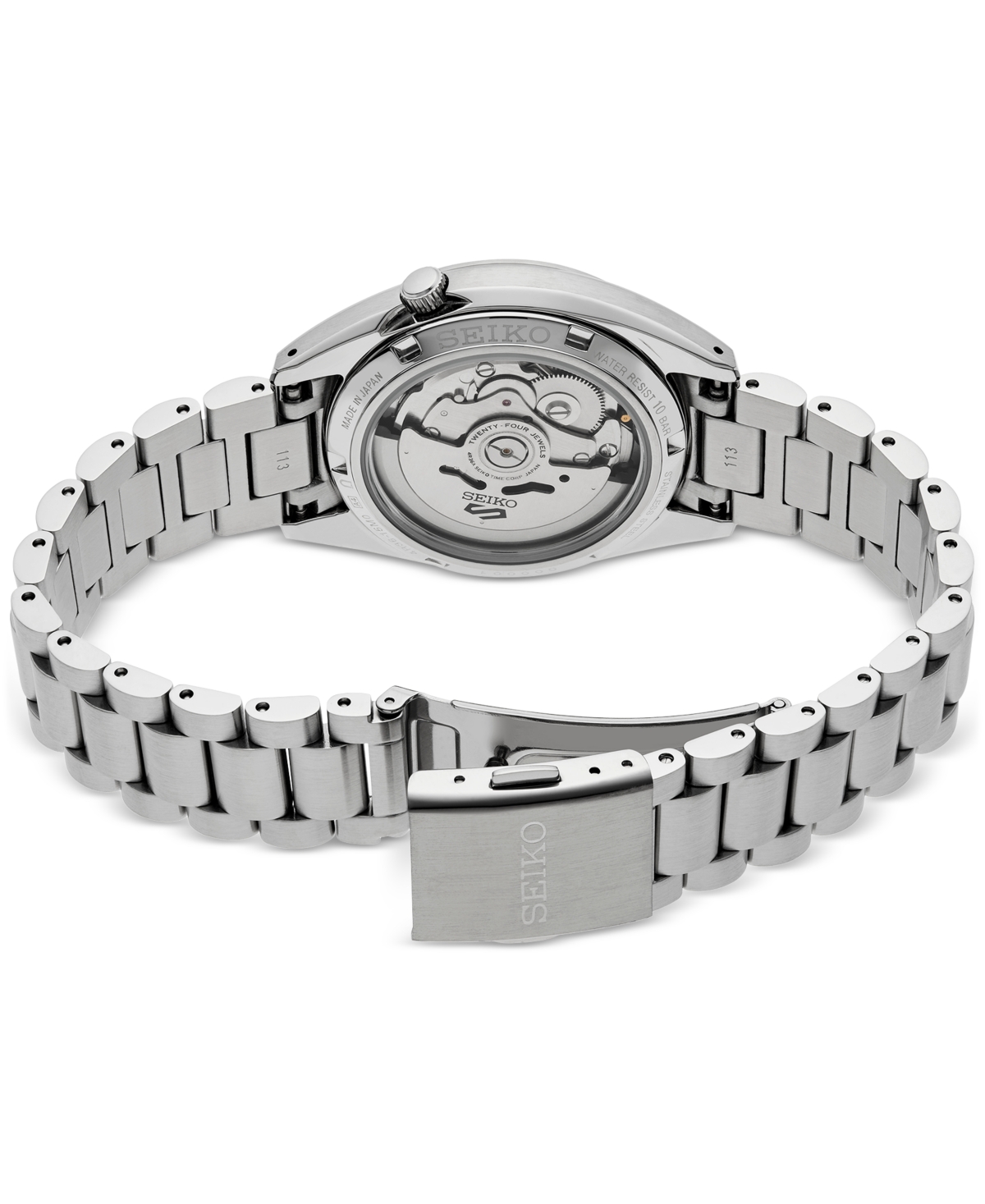 Seiko Men's Automatic 5 Sports Midsize Stainless Steel Bracelet Watch 37mm In Black