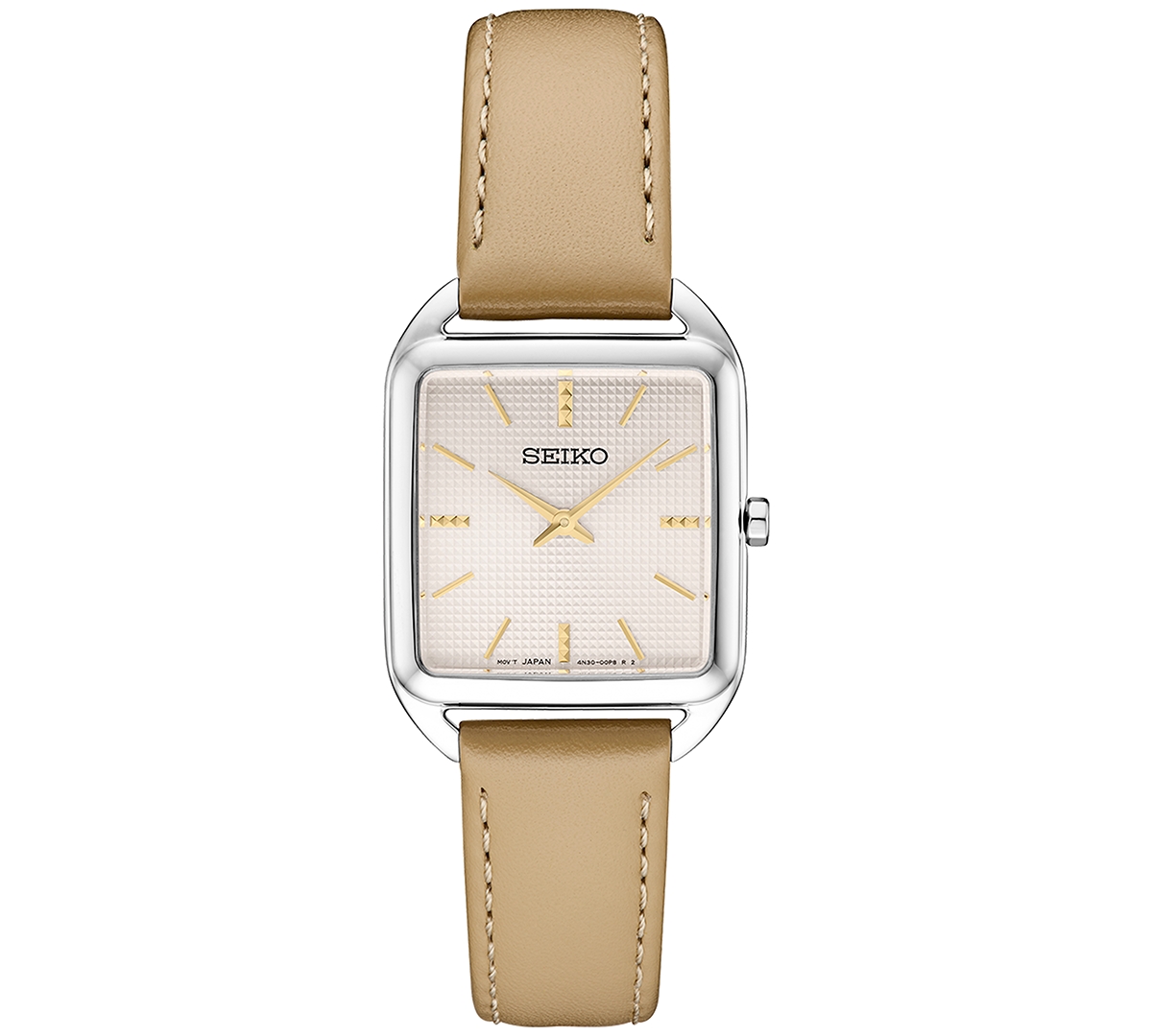 Seiko Women's Essentials Light Brown Leather Strap Watch 26mm X 35mm In Pink