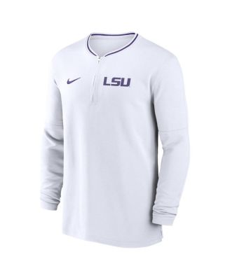 Men's White LSU Tigers 2024 Sideline Coach Performance Half-Zip Long Sleeve Top