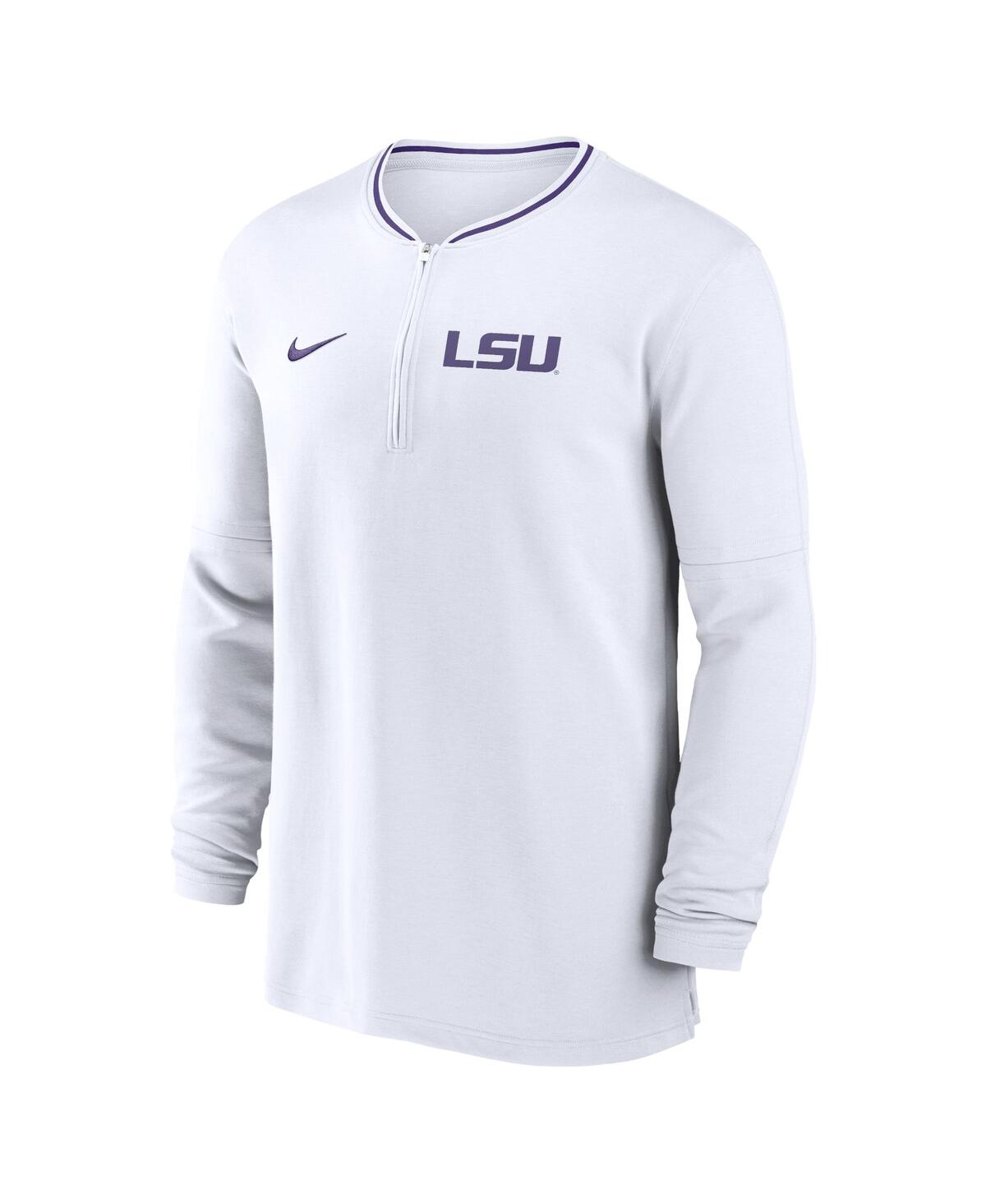 Nike Lsu Tigers Sideline Coach  Men's Dri-fit College 1/2-zip Long-sleeve Top In White