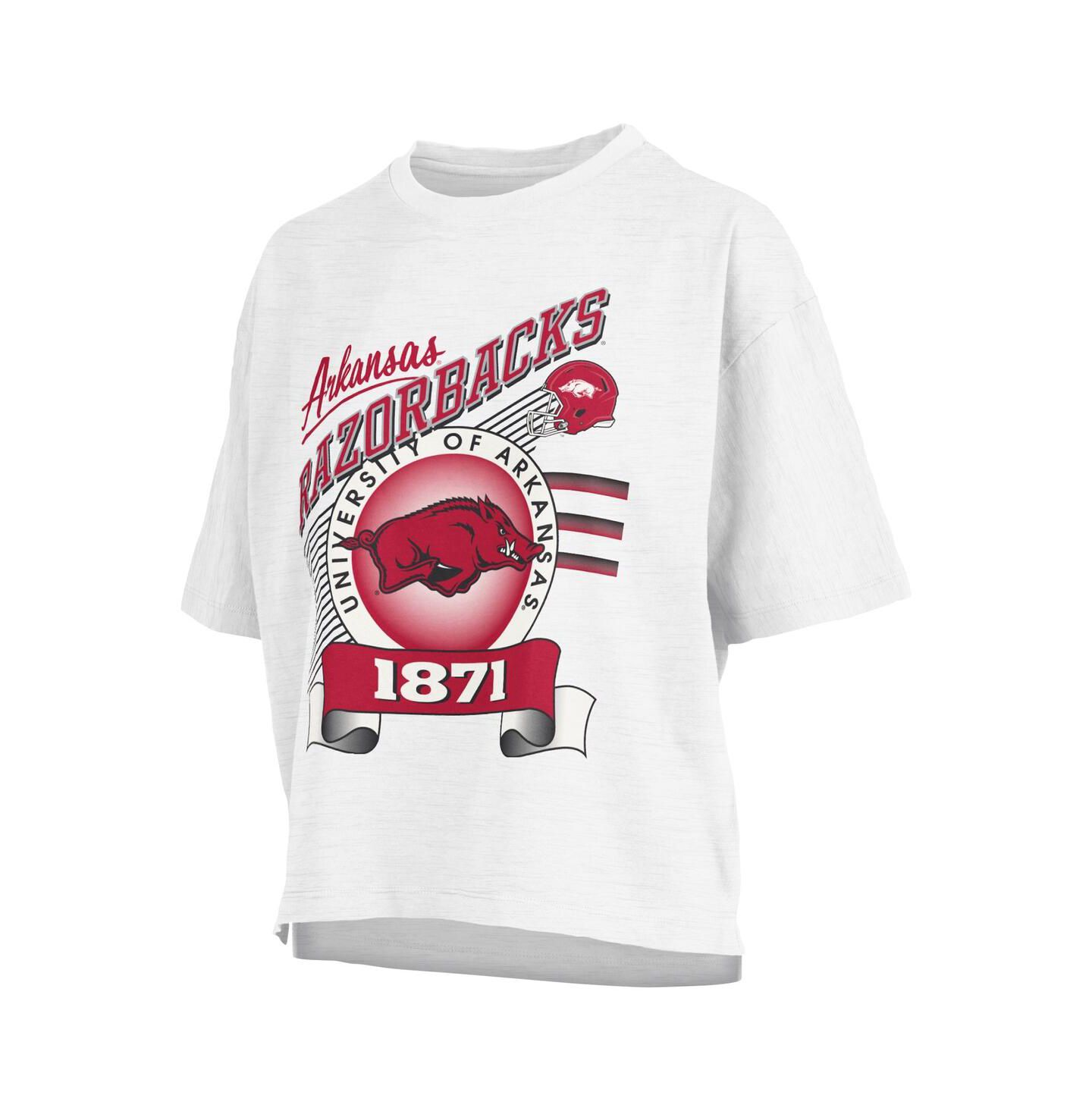 Женская футболка Pressbox White Arkansas Razorbacks Rock Roll Slub — фото 2