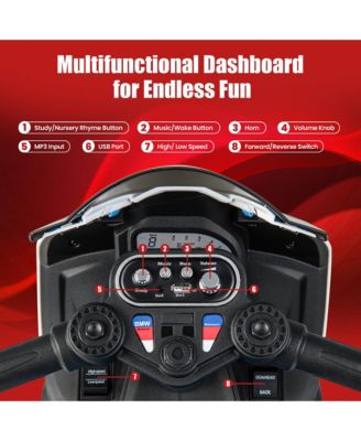 12V Kids Ride on Motorcycle Licensed BMW 3 Wheels Electric Toy w/ Light & Music Red