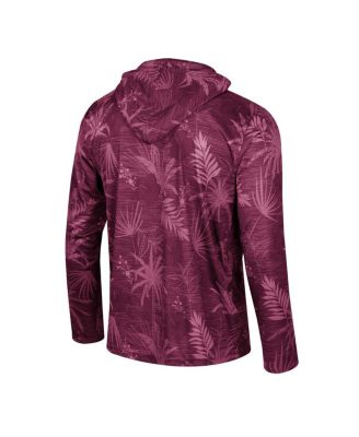 Men's Maroon Mississippi State Bulldogs Palms Printed Lightweight Quarter-Zip Hooded Top