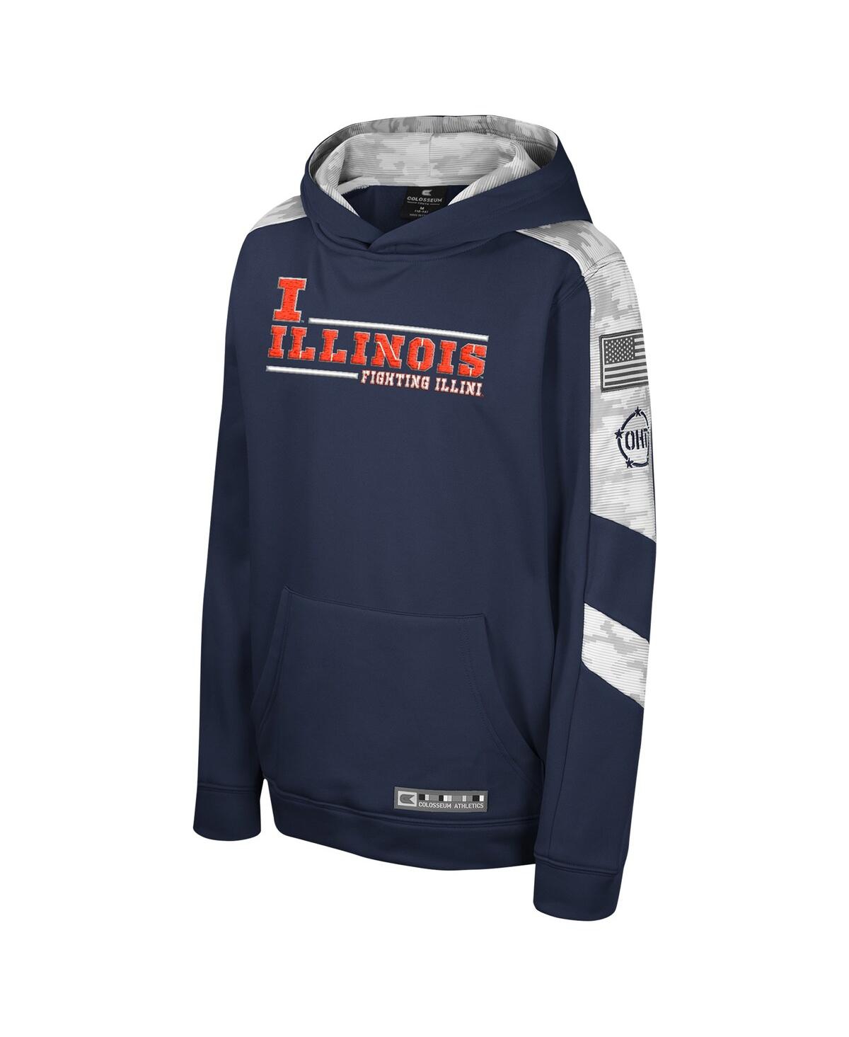 Colosseum Big Boys And Girls Navy Illinois Fighting Illini Oht Military Appreciation Cyclone Digital Camo Pull In Navy