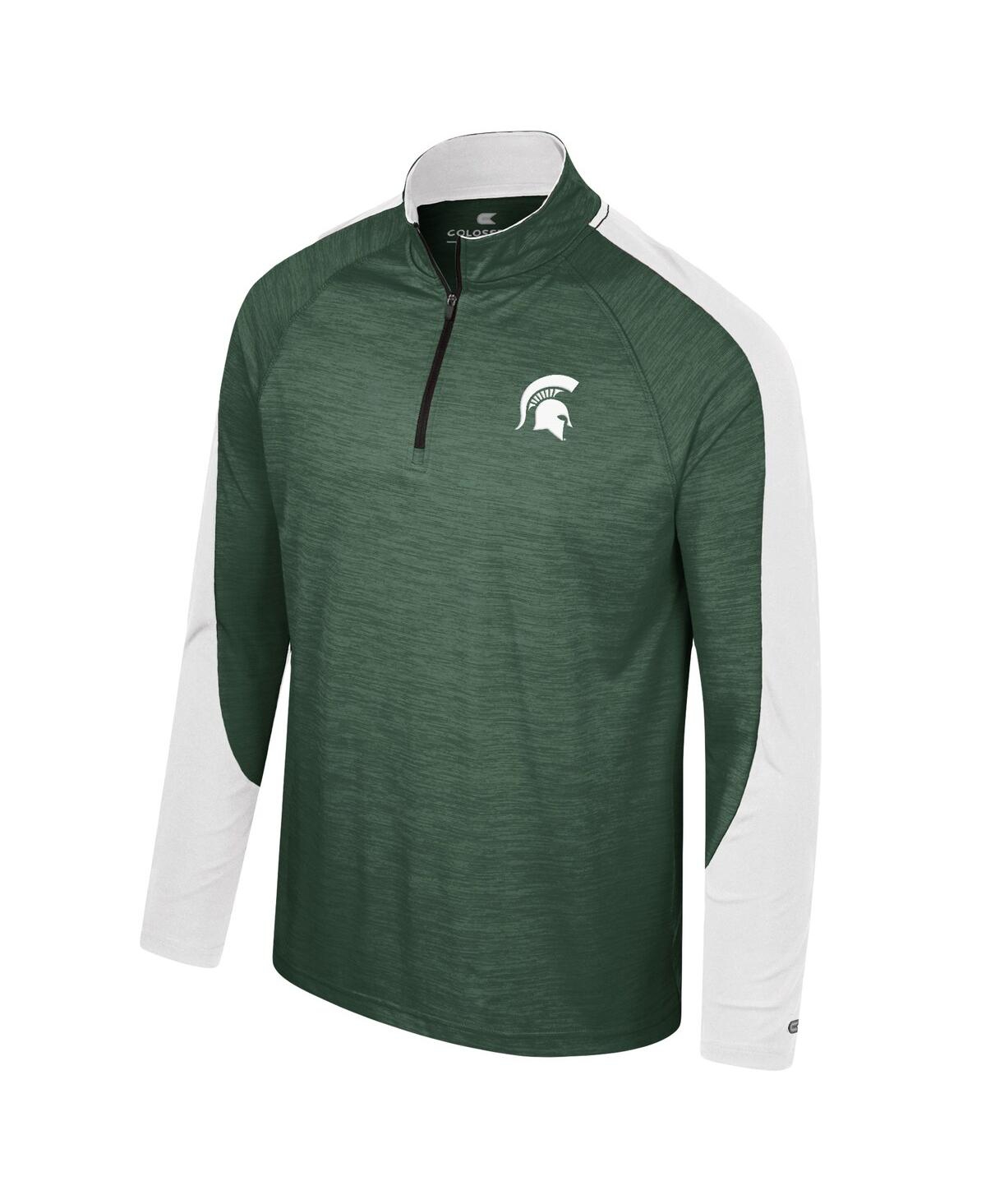 Colosseum Men's Green Michigan State Spartans Langmore Raglan Quarter-zip Top In Green