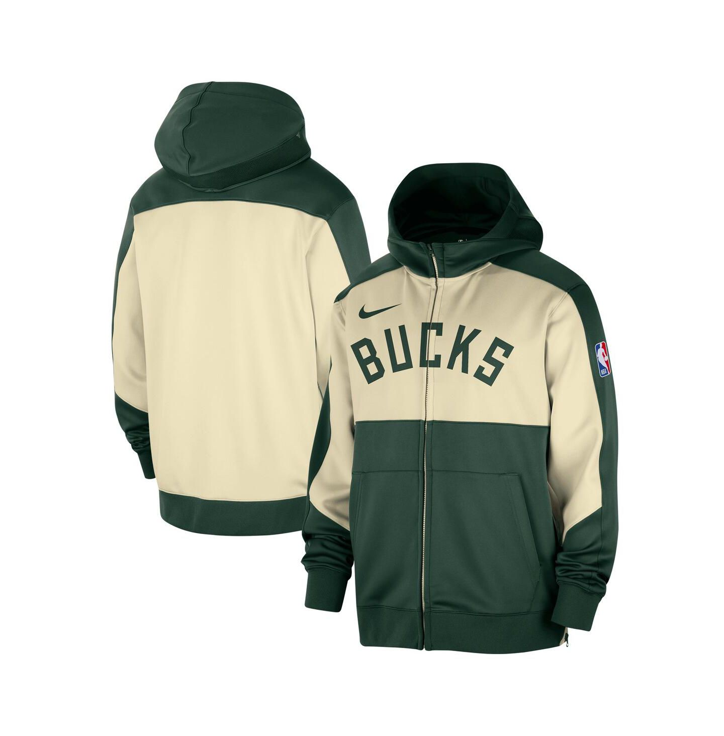 Мужское худи Nike Hunter Green Milwaukee Bucks Authentic On-Court Showtime Performance Full-Zip — фото 1