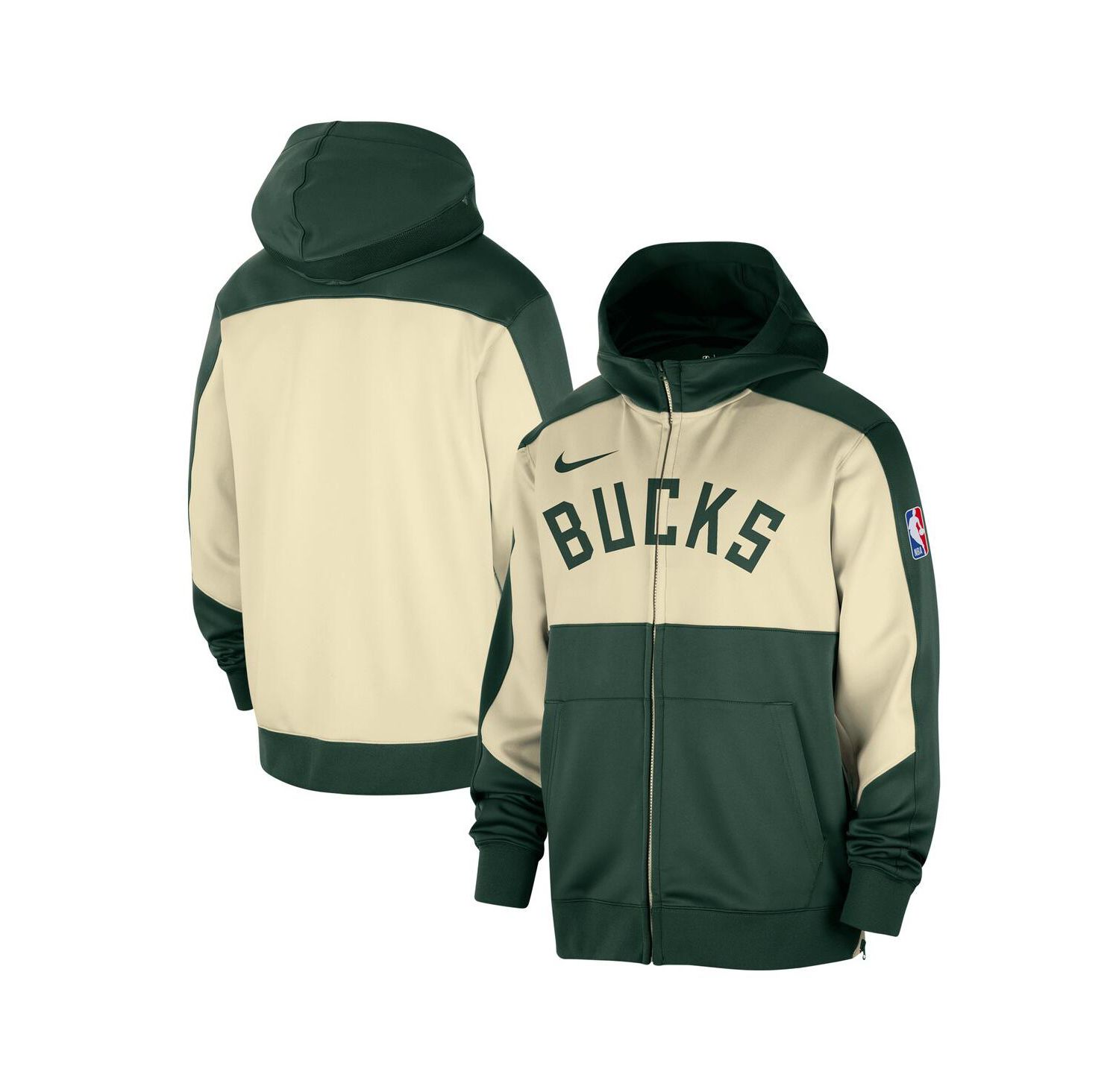 Men's Hunter Green Milwaukee Bucks Authentic On-Court Showtime Performance Full-Zip Hoodie