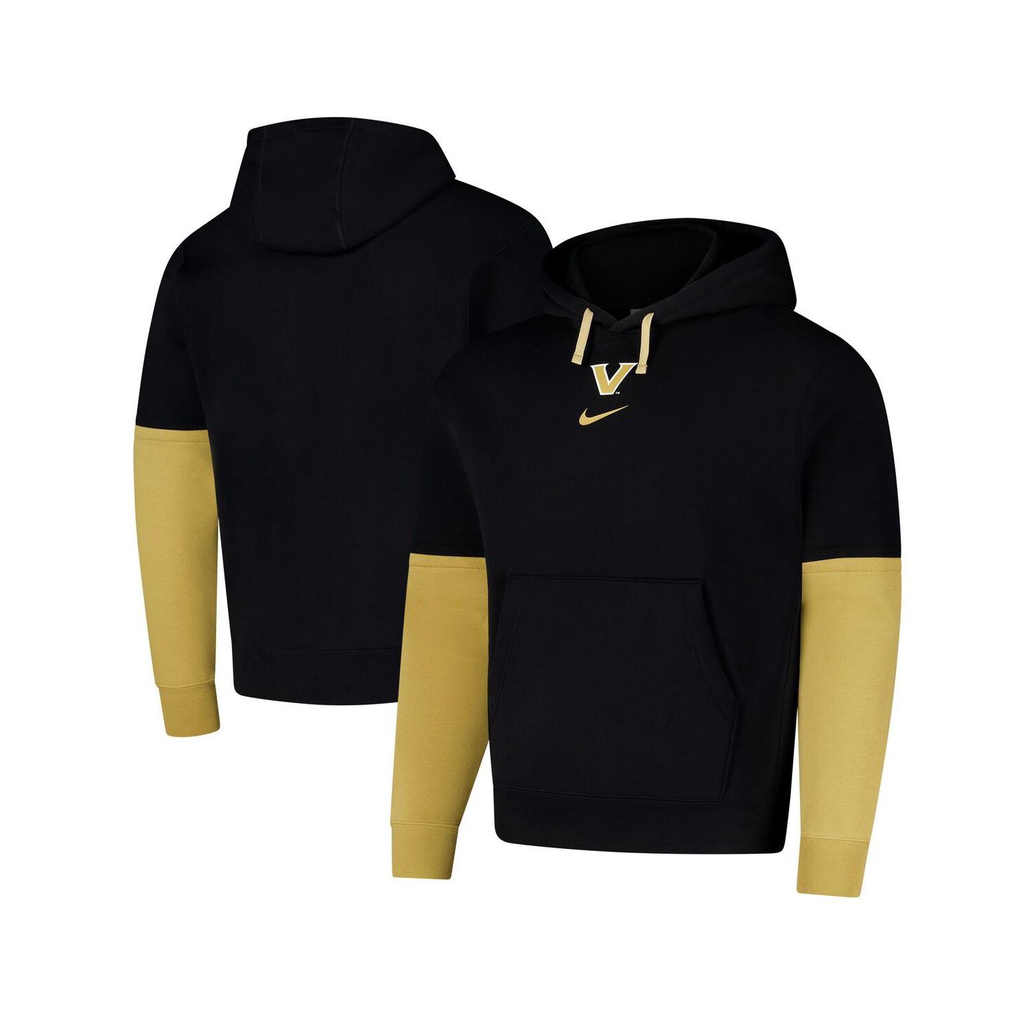 Men's Black Vanderbilt Commodores 2024 Sideline Club Fleece Pullover Hoodie