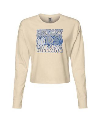 Women's Natural Kentucky Wildcats Comfort Colors Basketball Cropped Long Sleeve T-Shirt