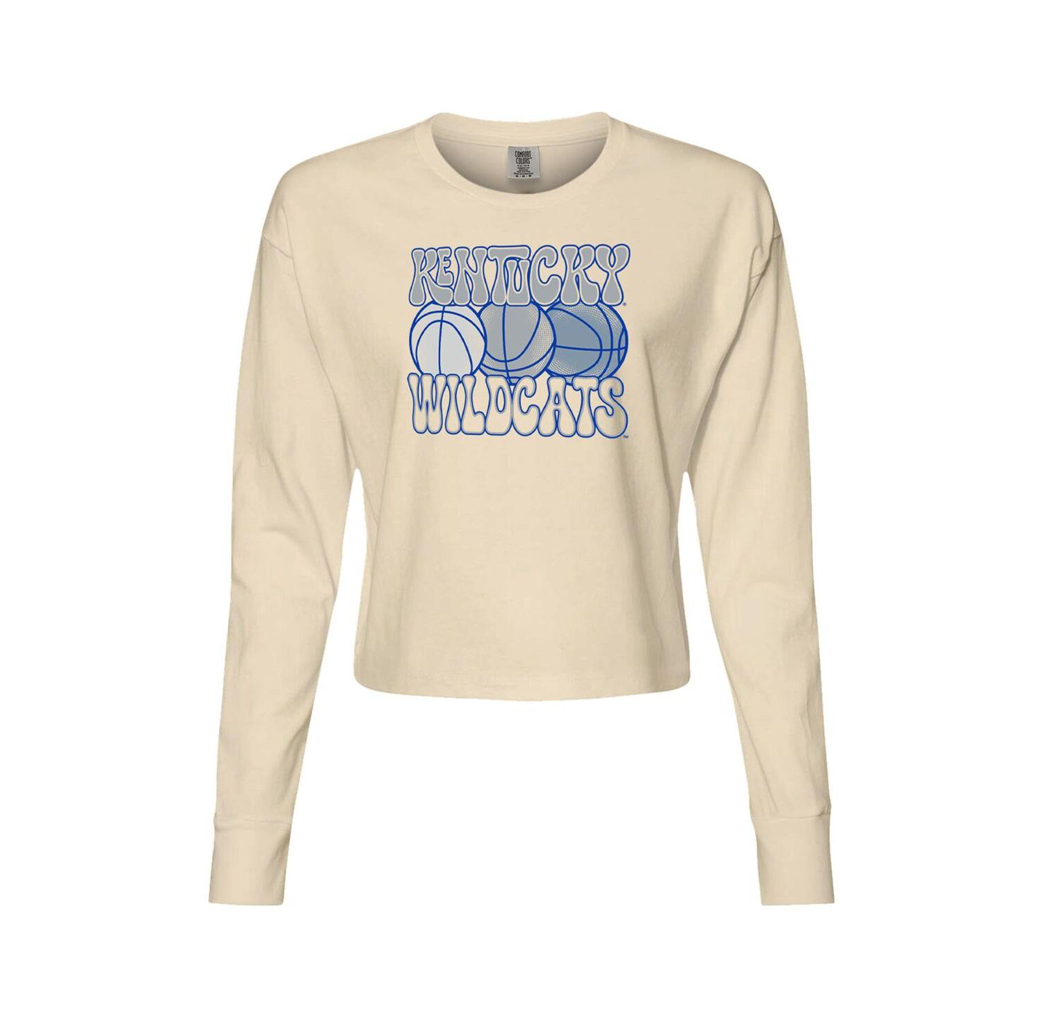 Women's Natural Kentucky Wildcats Comfort Colors Basketball Cropped Long Sleeve T-Shirt