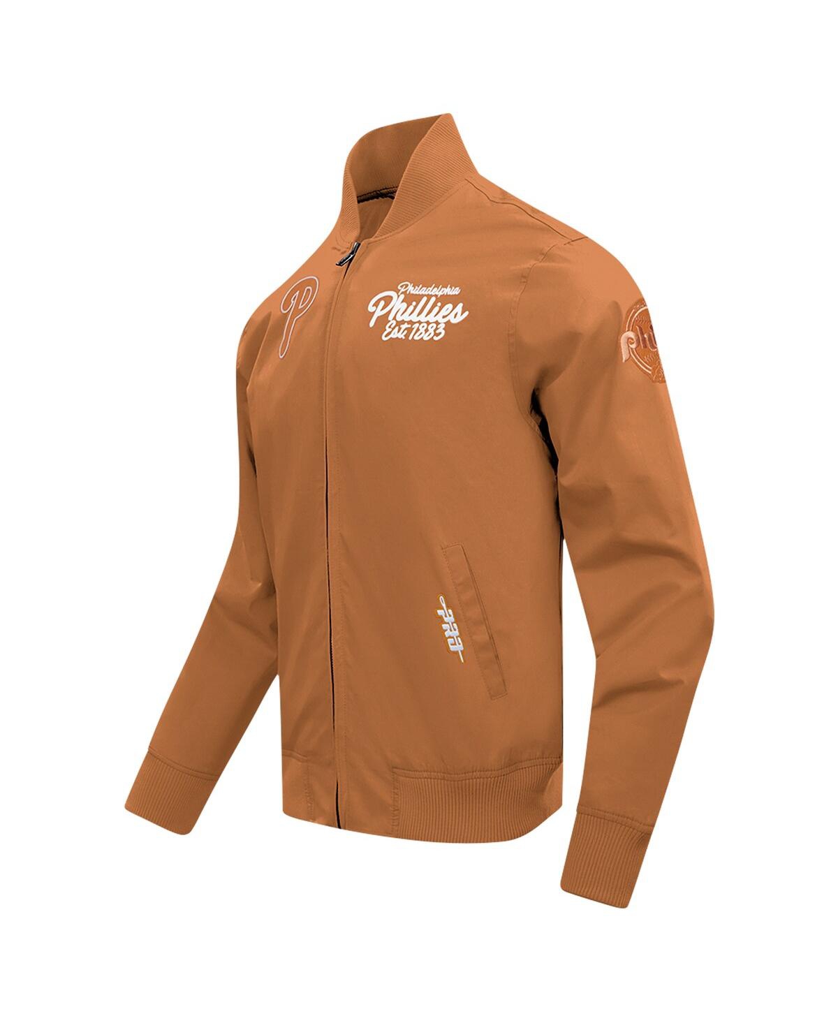 Pro Standard Men's Brown Philadelphia Phillies Paint The City Twill Full-zip Jacket In Brown