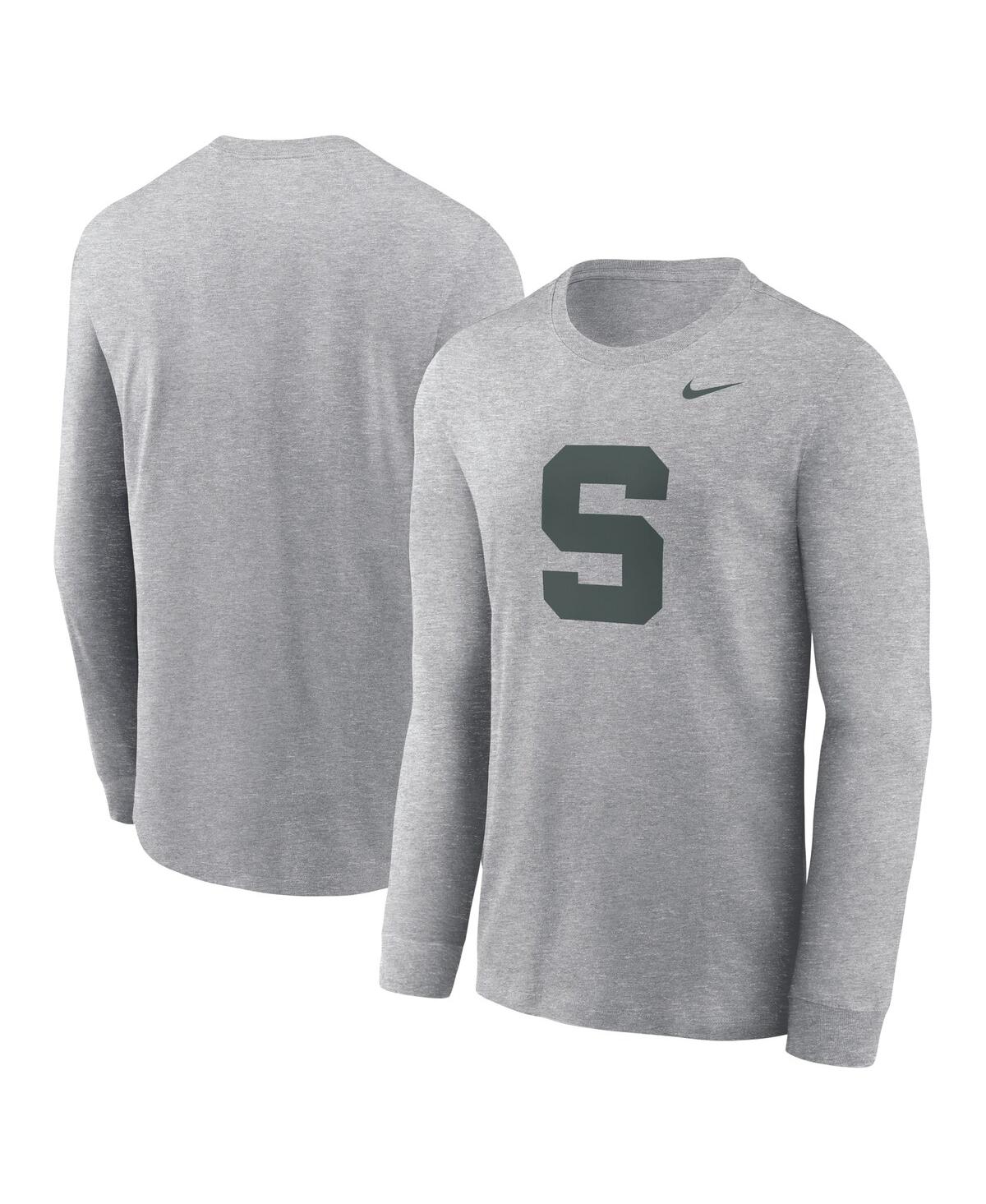 Nike Men's Michigan State Spartans Alternate Logo Long Sleeve T-shirt In Gray