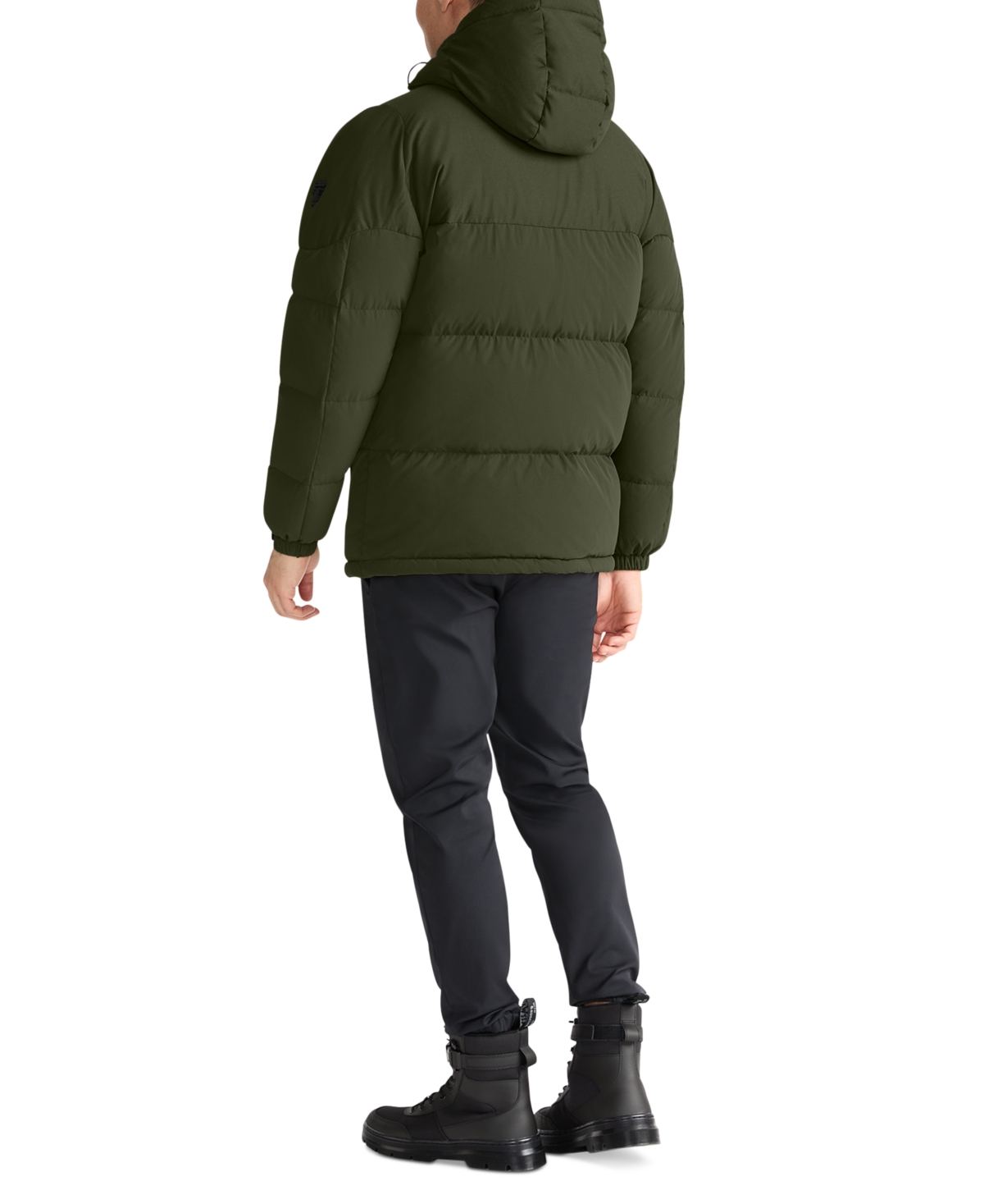 Shop Tumi Men's Asymmetrical Zip Premium Down Fill Heavyweight Puffer In Olive