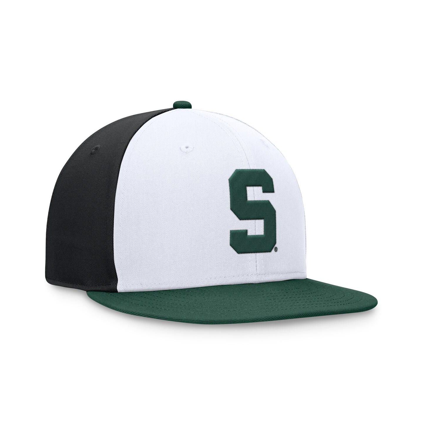 Мужская кепка Top of the World White/Green Michigan State Spartans Tri-Tone Heritage Collector Fitted Hat — фото 3