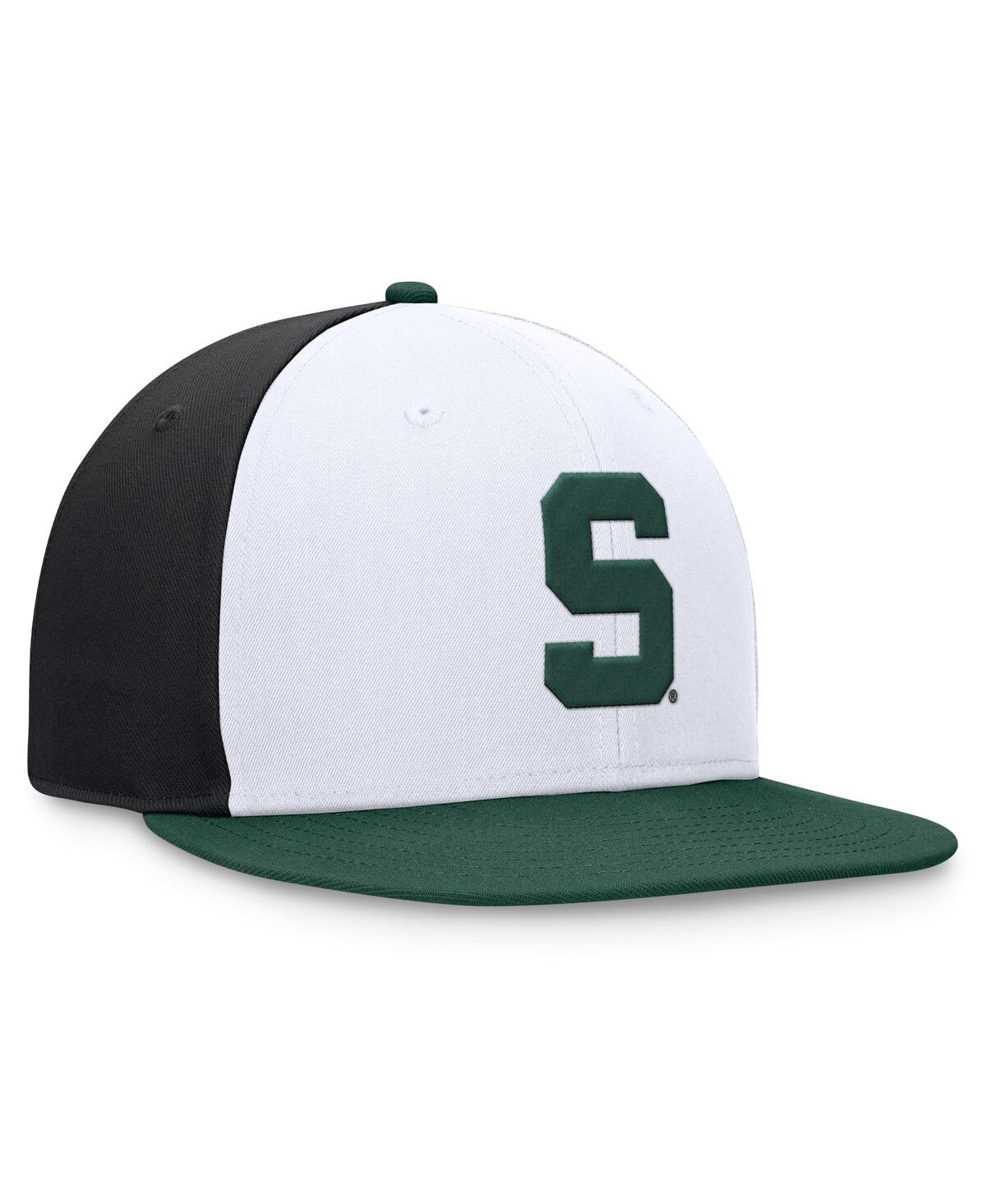 Top Of The World Men's White/green Michigan State Spartans Tri-tone Heritage Collector Fitted Hat In White,green