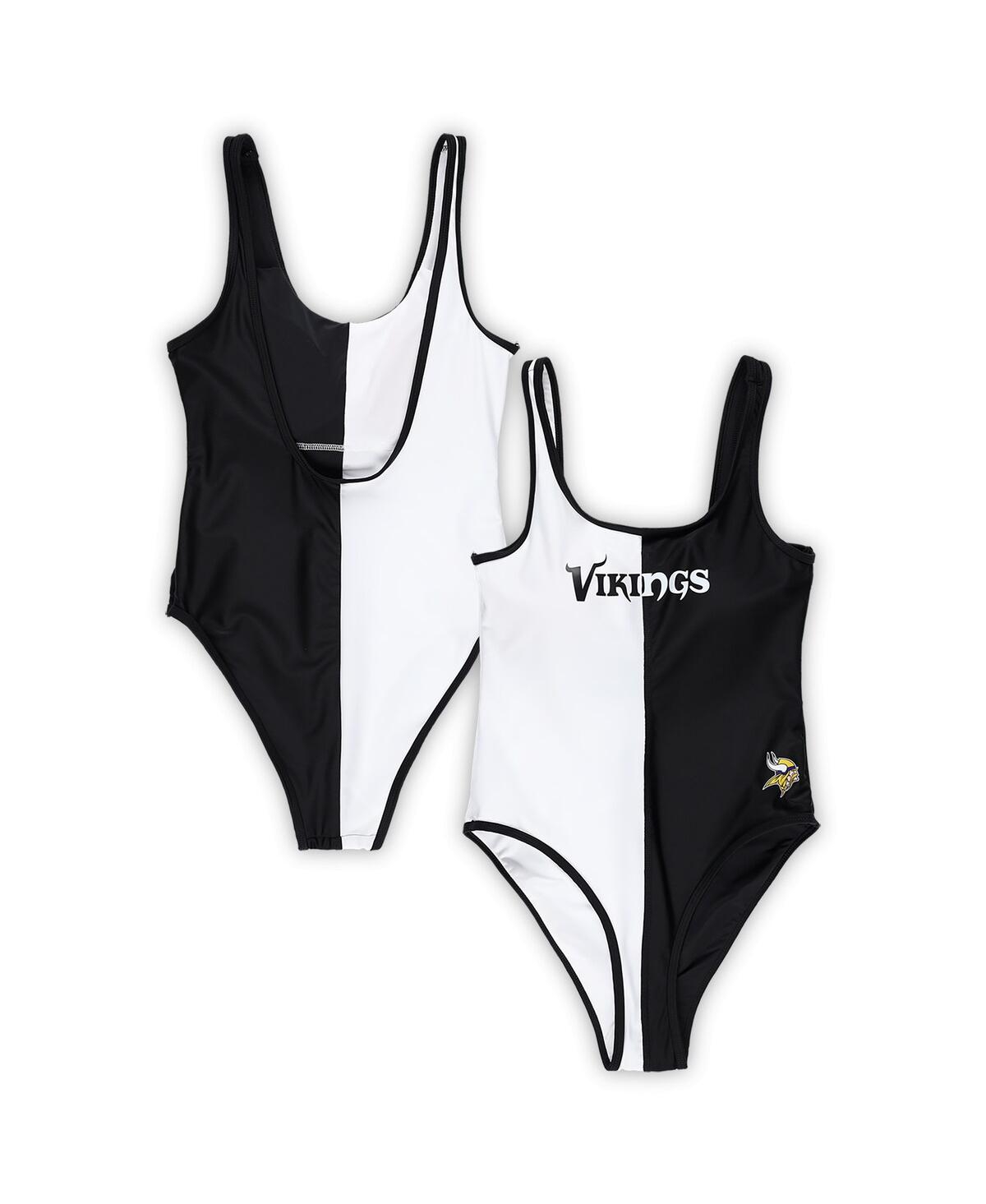 Shop G-iii 4her By Carl Banks Women's Black/white Minnesota Vikings Last Stand One-piece Swimsuit