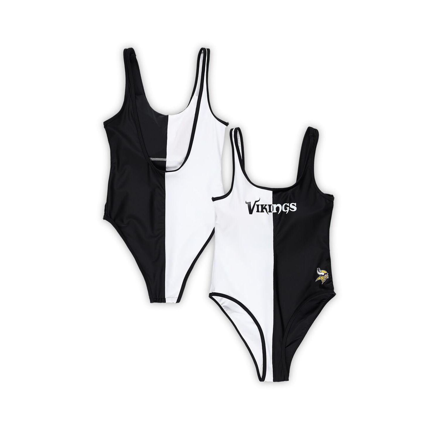 Women's Black/White Minnesota Vikings Last Stand One-Piece Swimsuit