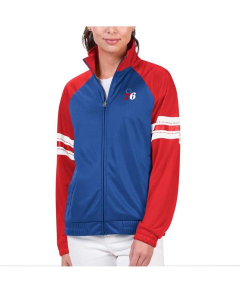Женские куртки G-III 4Her by Carl Banks Women's Royal Philadelphia 76ers Main Player Raglan Rhinestone Full-Zip Track Jacket