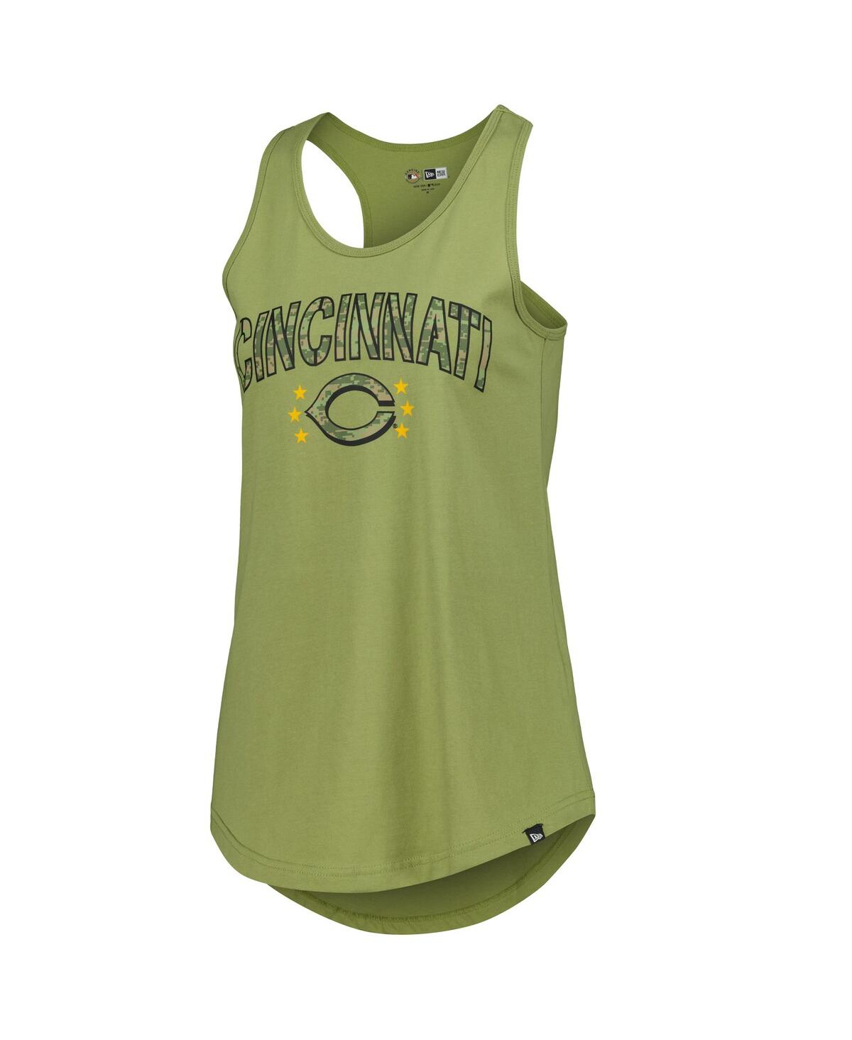 NEW ERA WOMEN'S OLIVE CINCINNATI REDS ARMED FORCES DAY TANK TOP 