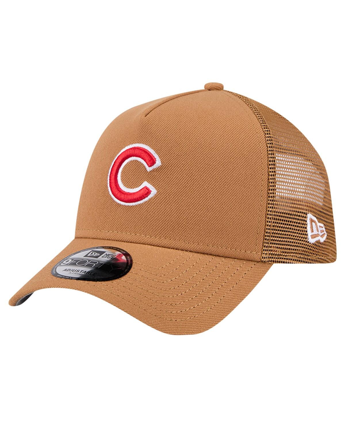 New Era Men's Brown Chicago Cubs A-frame Trucker 9forty Adjustable Hat In Brown