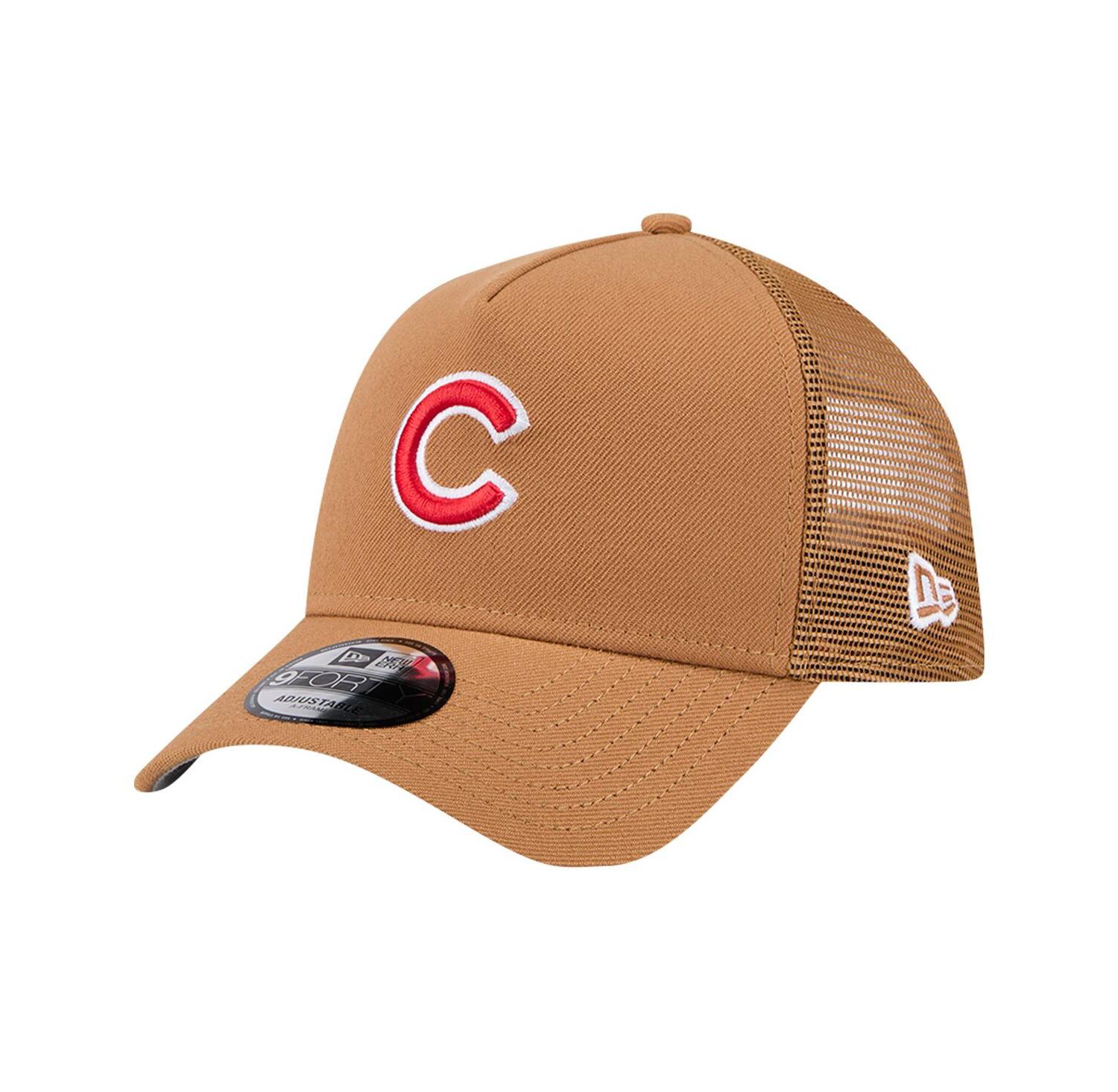 Men's Brown Chicago Cubs A-Frame Trucker 9FORTY Adjustable Hat