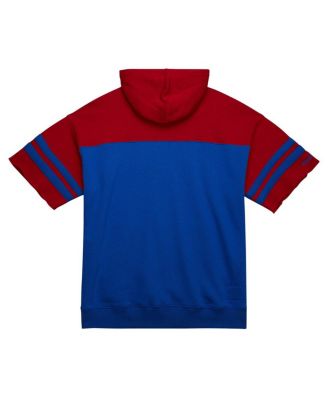 Men's Royal New England Patriots Off Field Vintage Logo Short Sleeve Pullover Hoodie