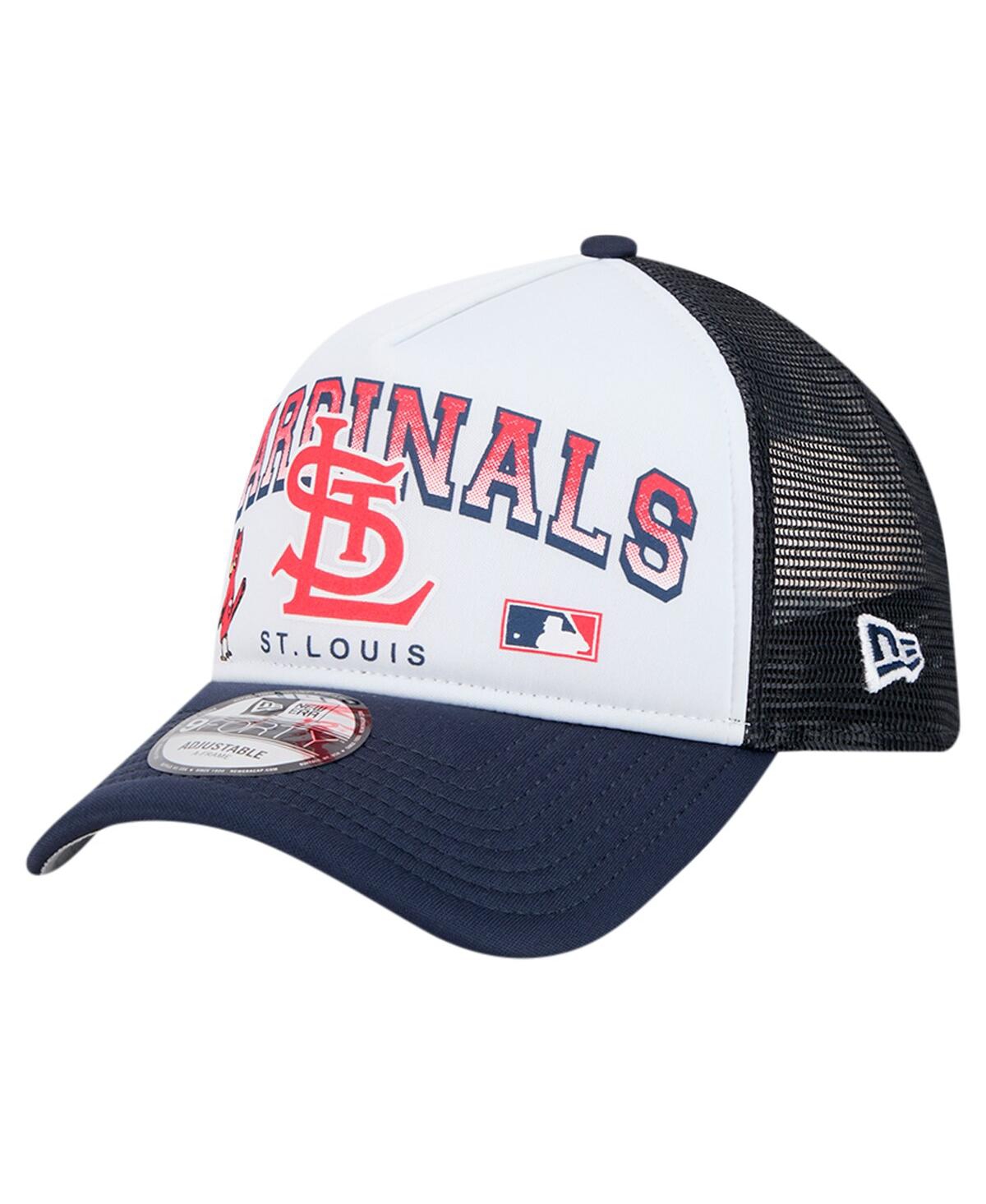 New Era Men's White St. Louis Cardinals Retro Wordmark 9forty A-frame Trucker Adjustable Hat In White