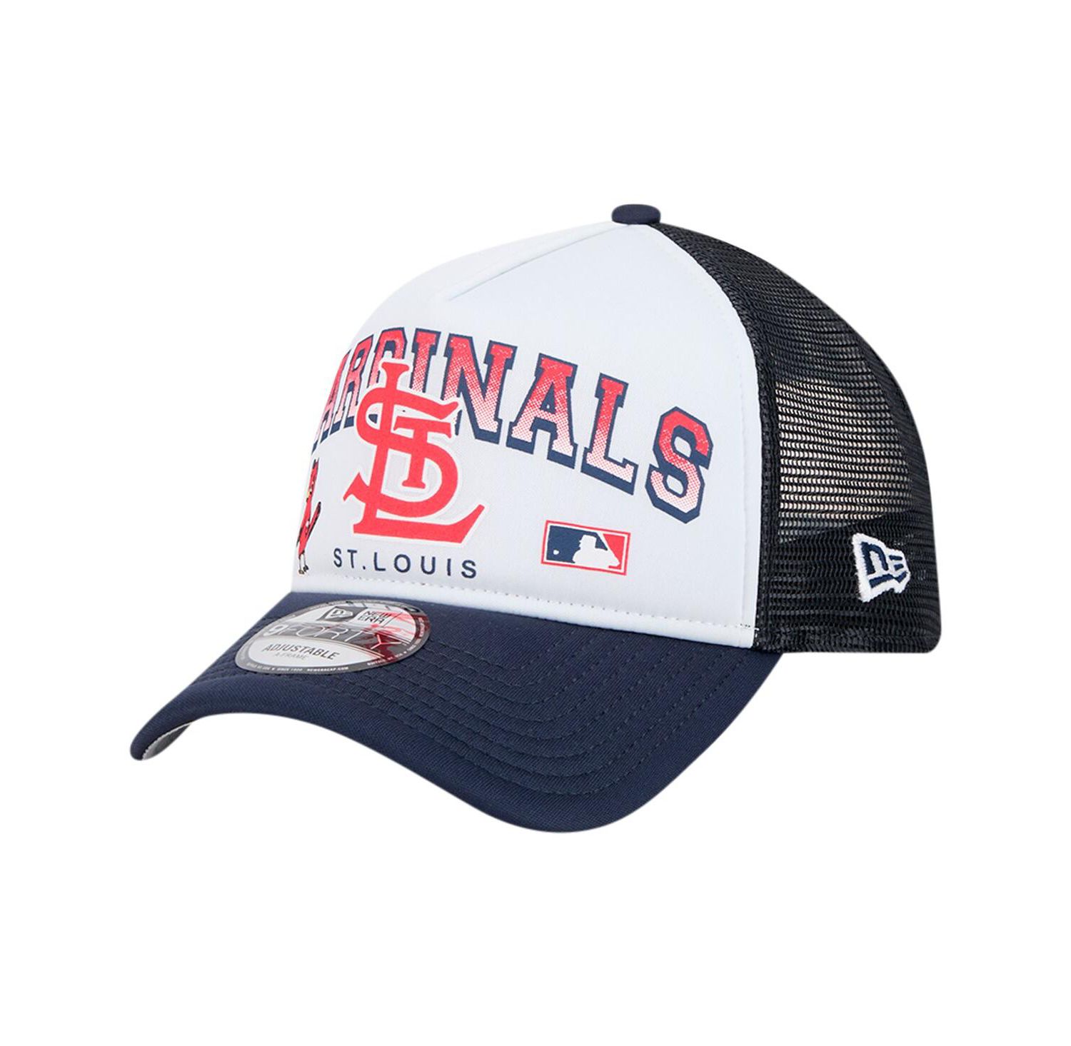 Men's White St. Louis Cardinals Retro Wordmark 9FORTY A-Frame Trucker Adjustable Hat
