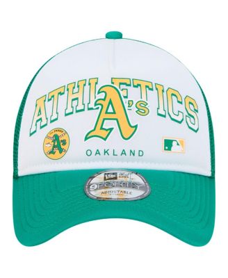 Men's White Oakland Athletics Retro Wordmark 9FORTY A-Frame Trucker Adjustable Hat