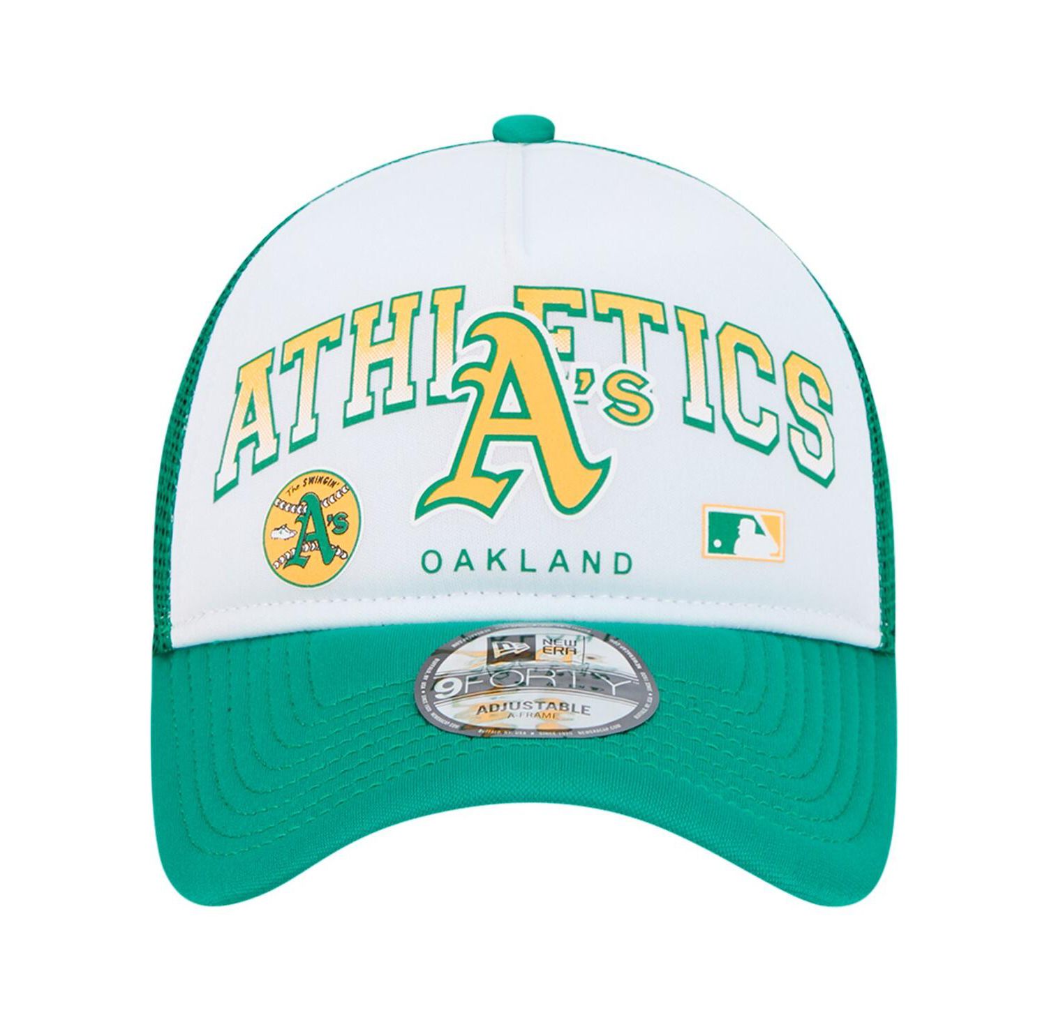 Men's White Oakland Athletics Retro Wordmark 9FORTY A-Frame Trucker Adjustable Hat