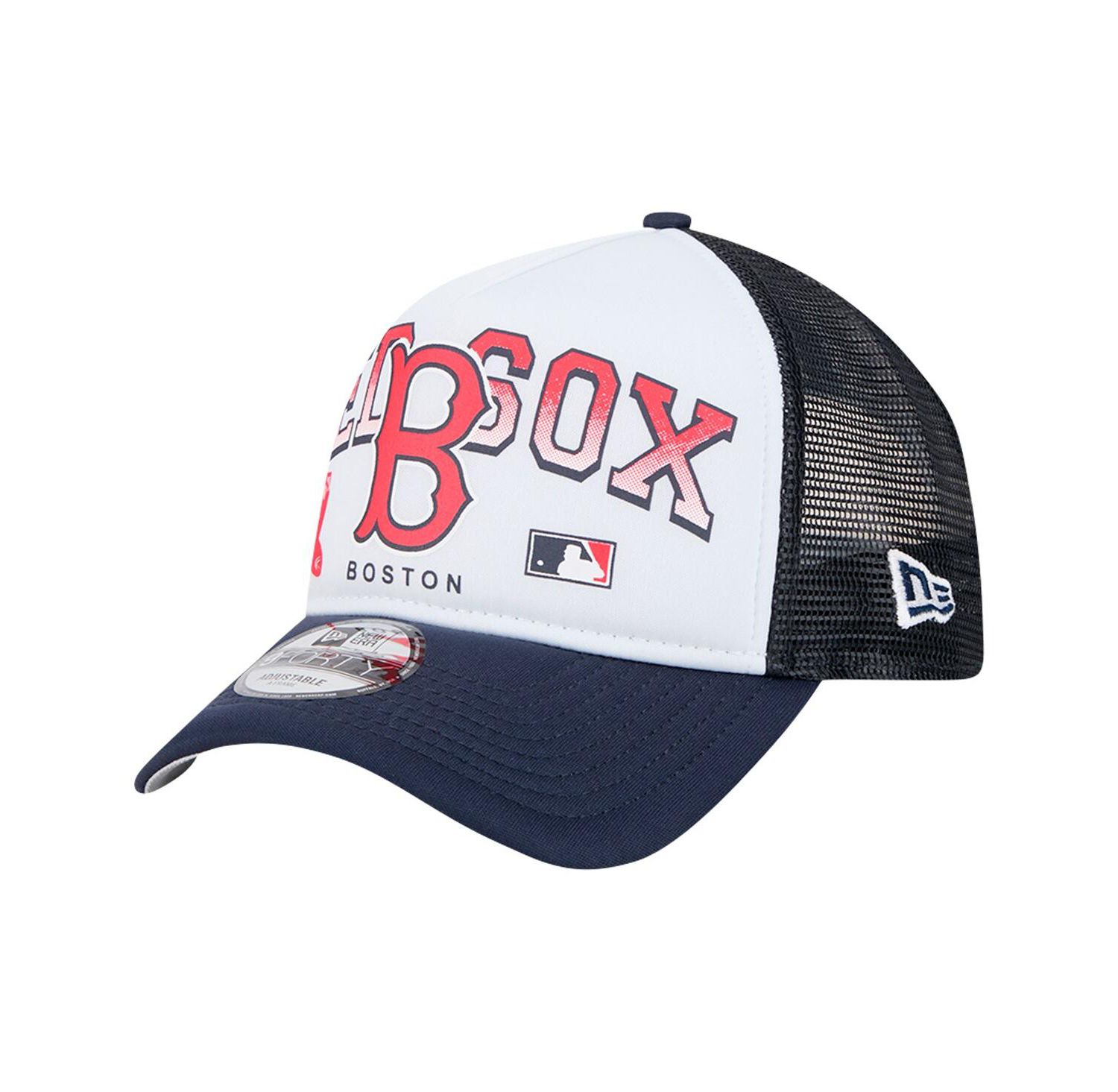 Men's White Boston Red Sox Retro Wordmark 9FORTY A-Frame Trucker Adjustable Hat