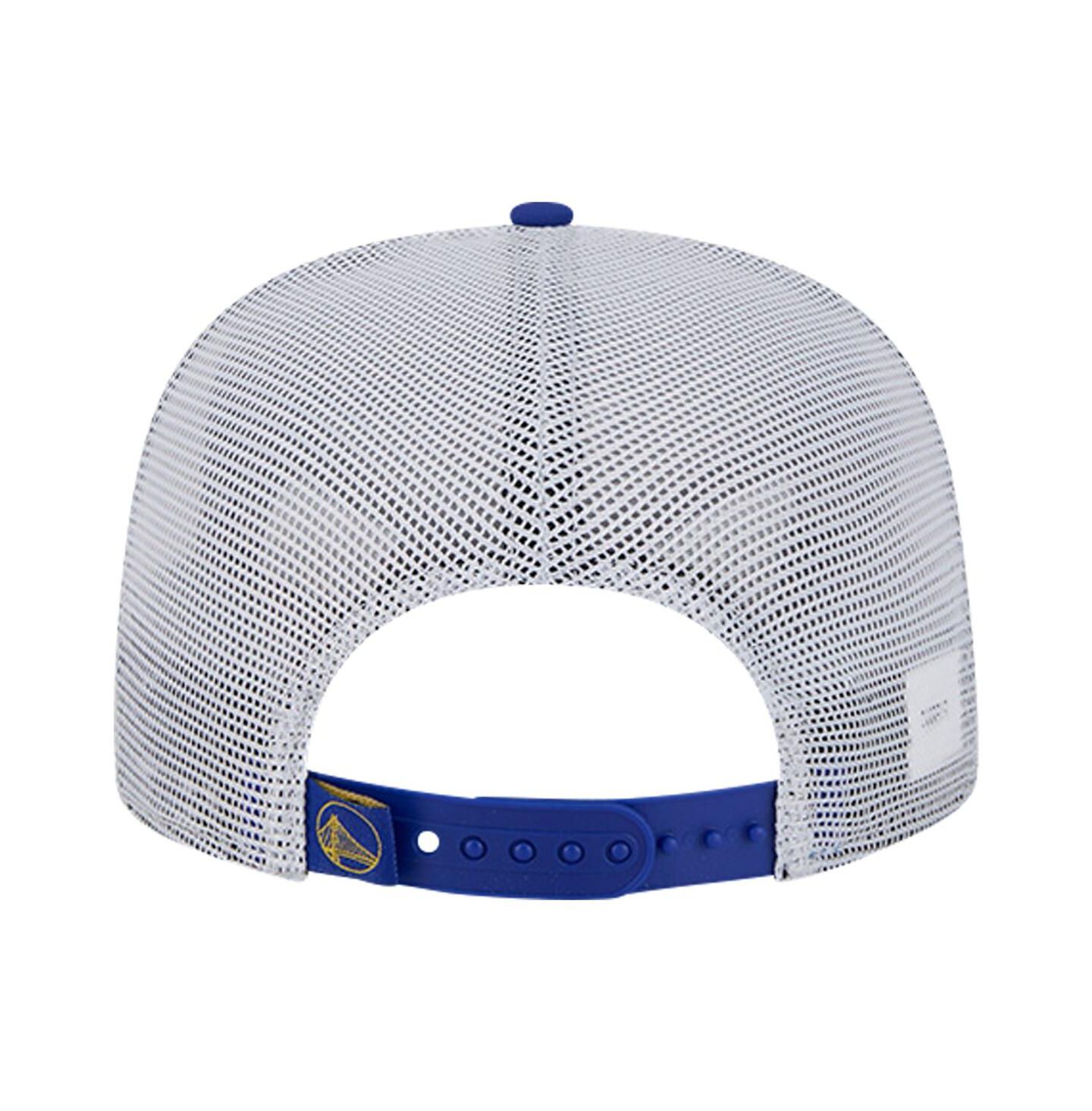Мужская кепка New Era Royal Golden State Warriors Puff Print Team Code A-Frame 9FIFTY Trucker Snapback Hat — фото 4