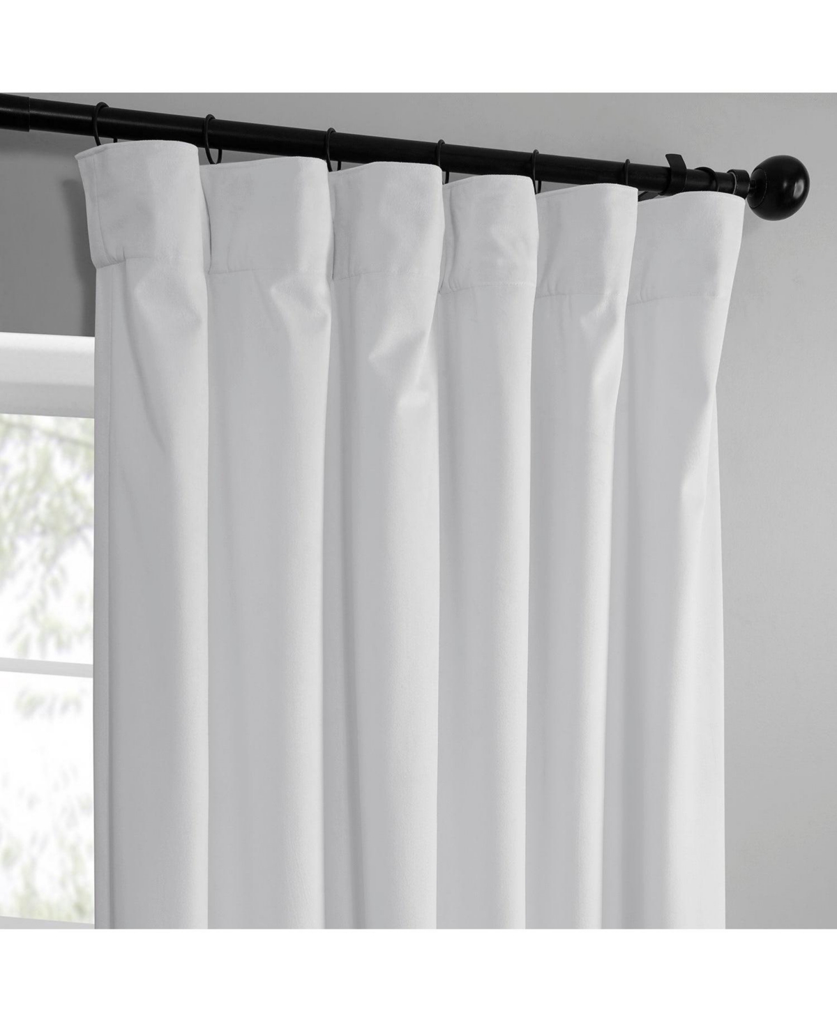 Half Price Drapes White Simply Velvet Room Darkening Curtain Pair (2 Panels