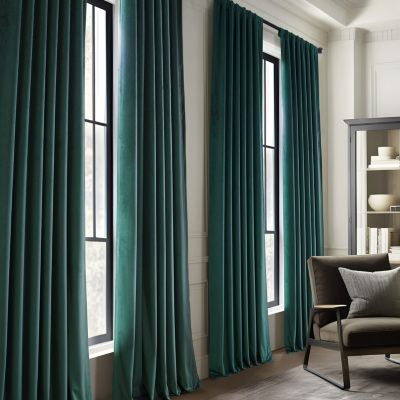 Deep Green Simply Velvet Room Darkening Curtain Pair (2 Panels)