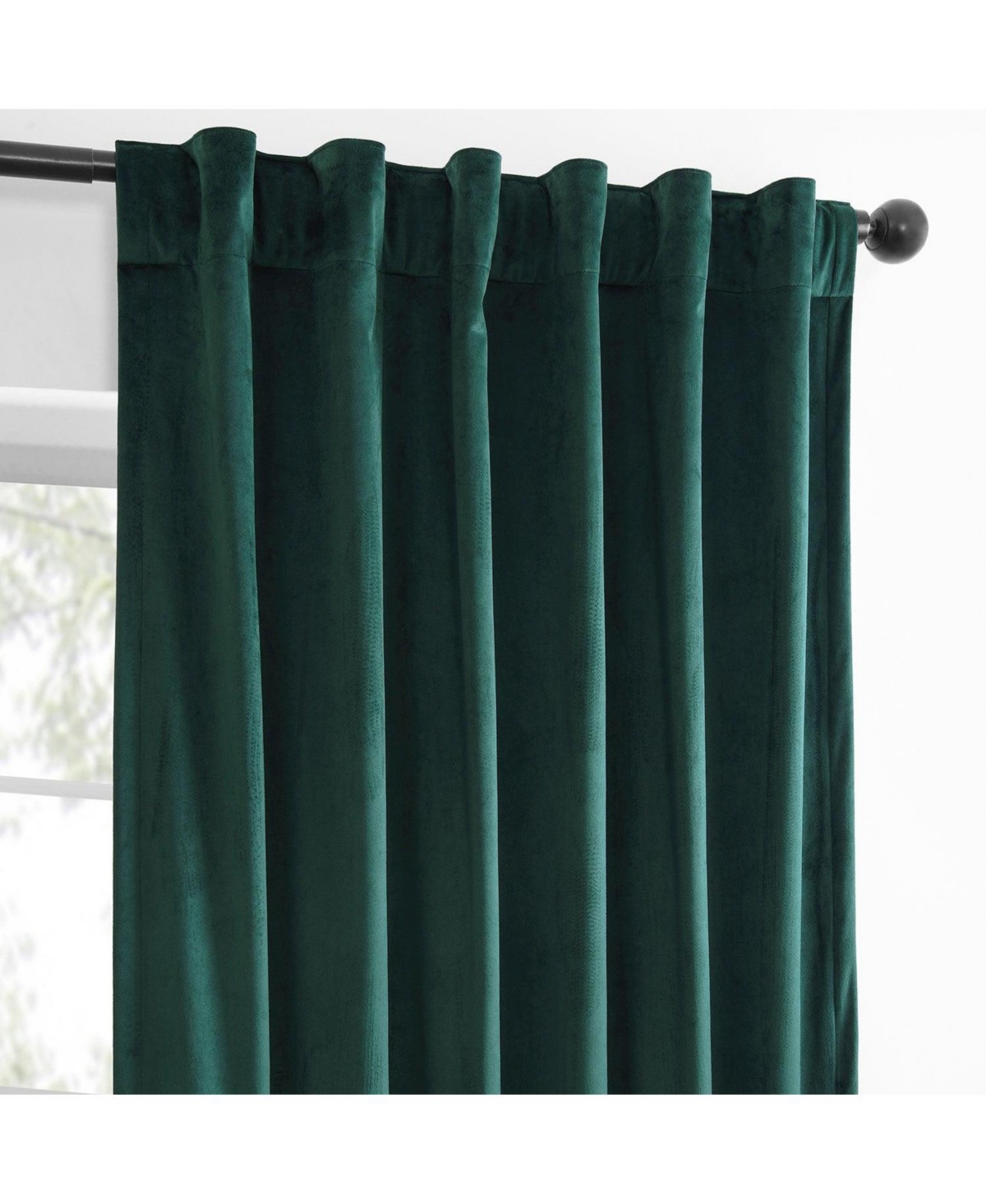 Half Price Drapes Deep Green Simply Velvet Room Darkening Curtain Pair (2 Panels