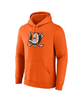 Men's Orange Anaheim Ducks Primary Logo Fleece Pullover Hoodie