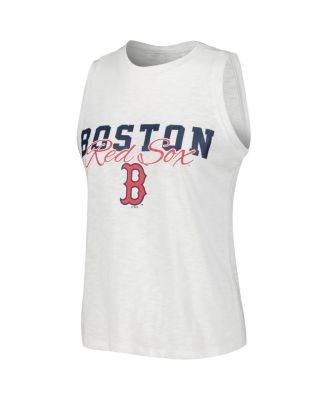 Women's White Boston Red Sox Reel Pinstripe Tank Top Shorts Sleep Set