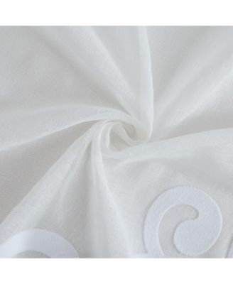 Natalie Linen Textured With 3D Velvet Scroll Design Light Filtering Window Panel Set, 76" W x 84" L