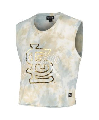 Women's White St. Louis Cardinals Washed Muscle Tank Top