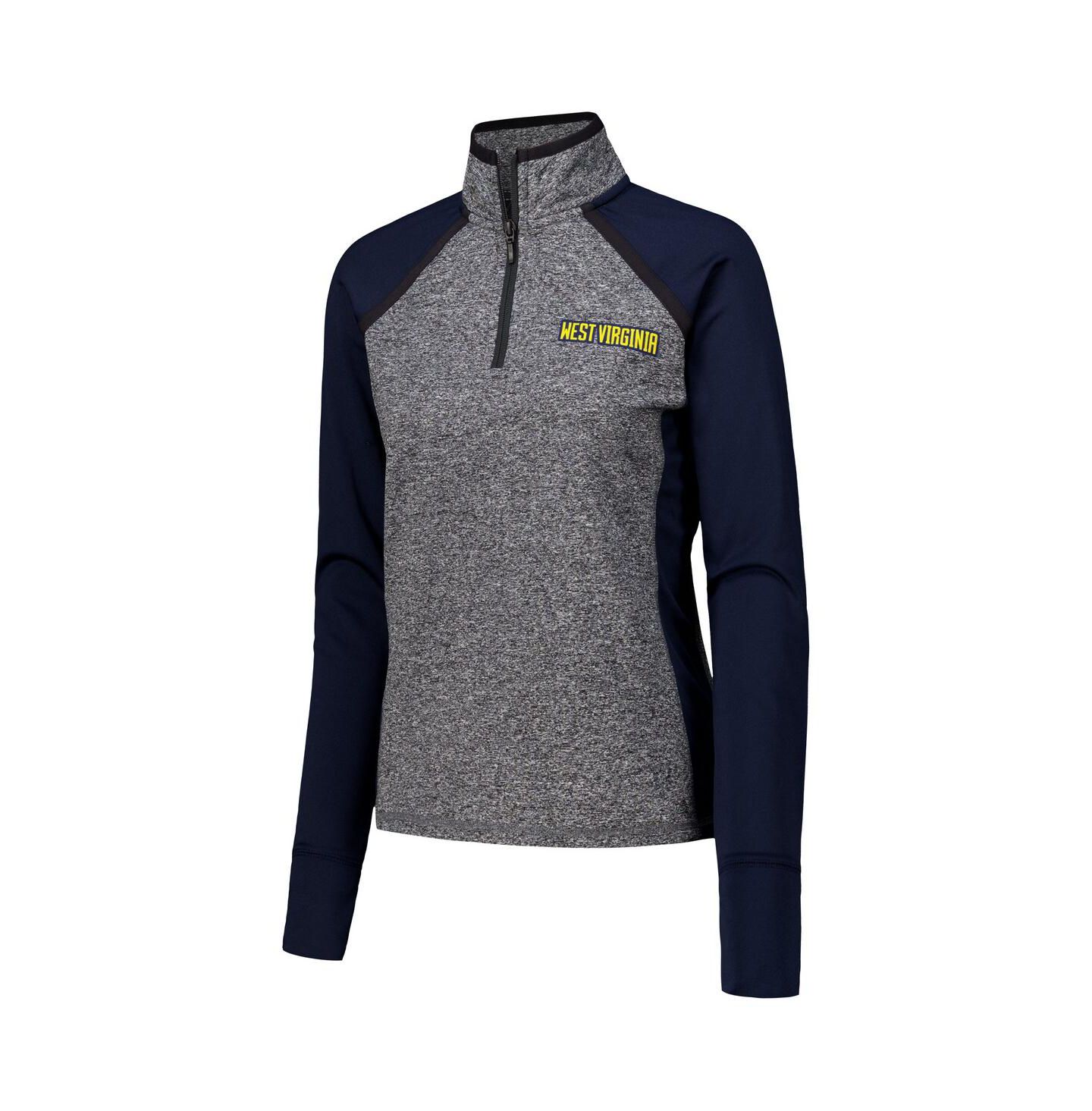 Женская куртка Camp David Navy/Heather Gray West Virginia Mountaineers Finalist Raglan Quarter-Zip — фото 2