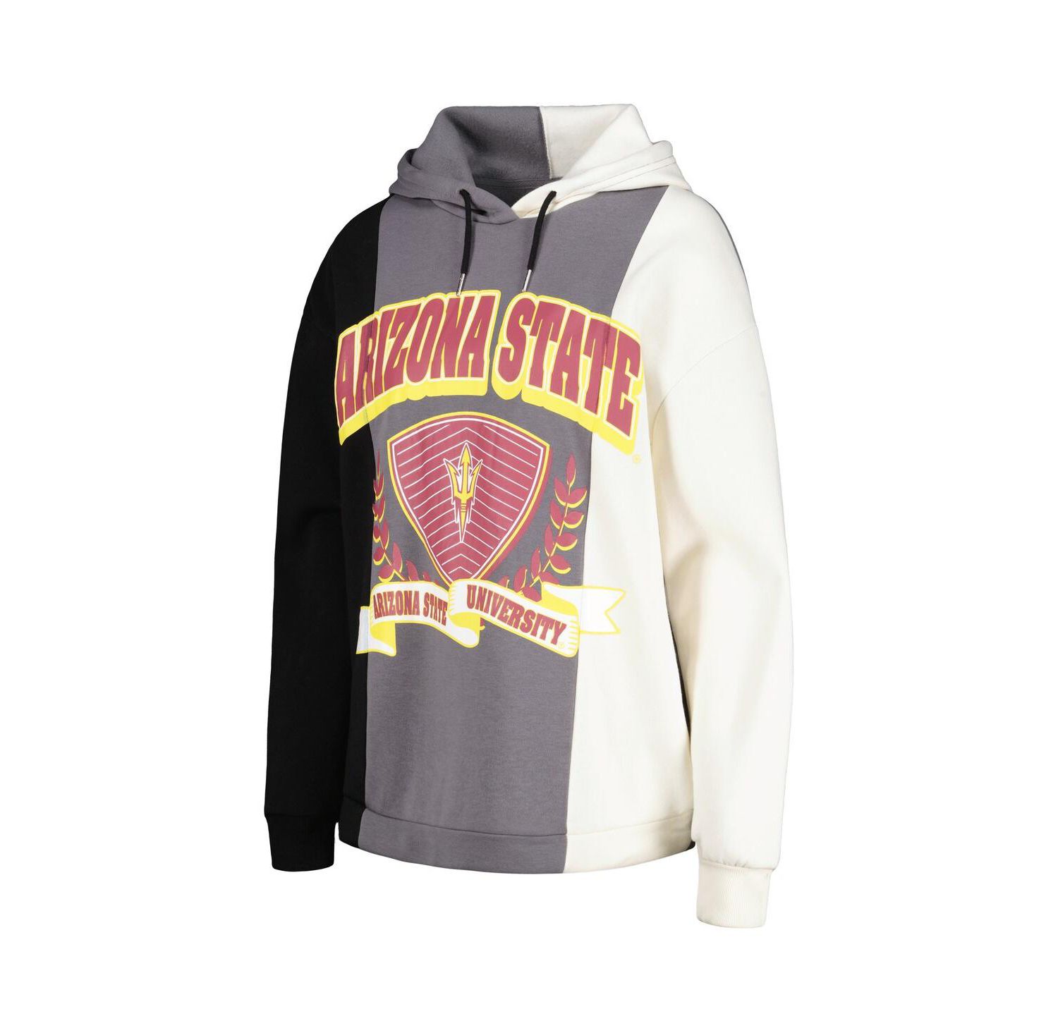 Women's Gray/Black Arizona State Sun Devils Hall of Fame Colorblock Pullover Hoodie